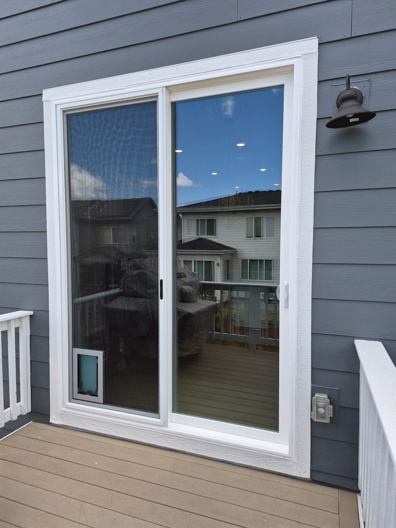 Anlin Patio Door with pet door in Castle Rock by 1st choice windows and siding