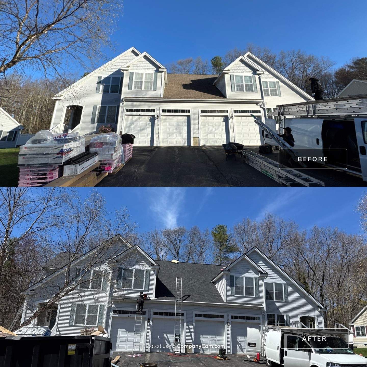 HOA Roof Replacement in Stratham, NH – 55 Square Duplex with Repairs & Ventilation Fixes by Compass exteriors