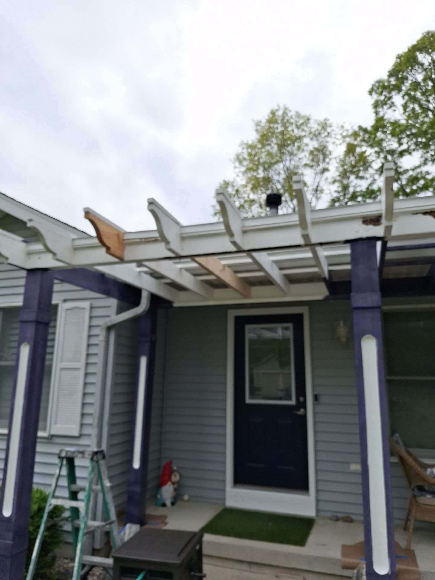 Repaint bedroom furniture, Pergola, and doors. Stain decking by Gordon Painting