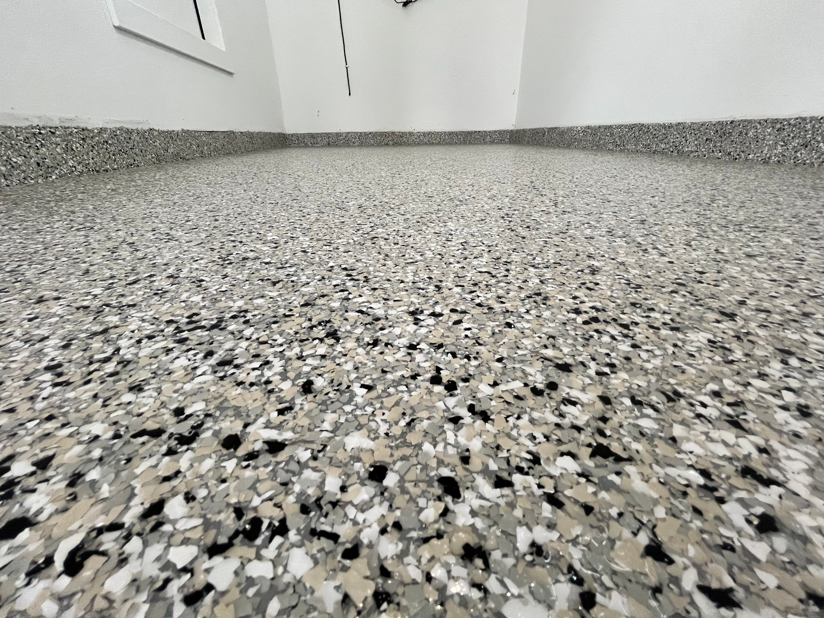 Cabin Fever Flake Garage Floor by Level 10 Coatings