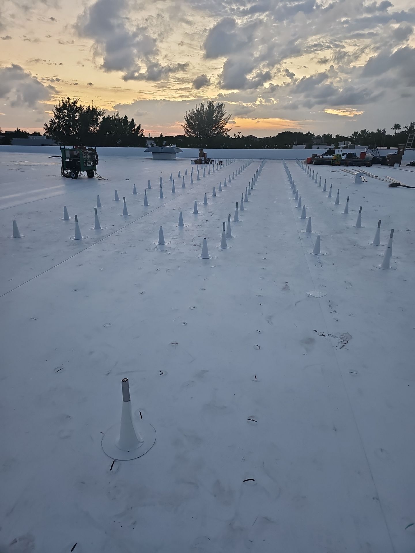 White TPO Membrane Roof Replacement at Doral Commercial Building by AJF ROOFING INC