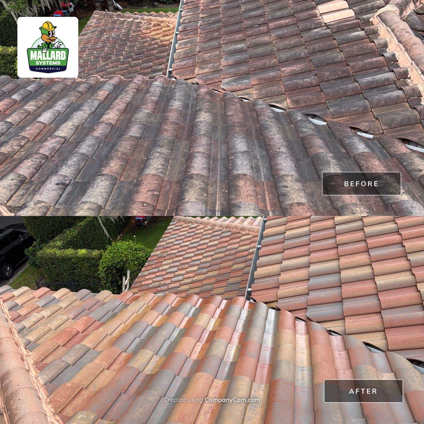 Residential Barrel Tile Roof Cleaning by Mallard Systems
