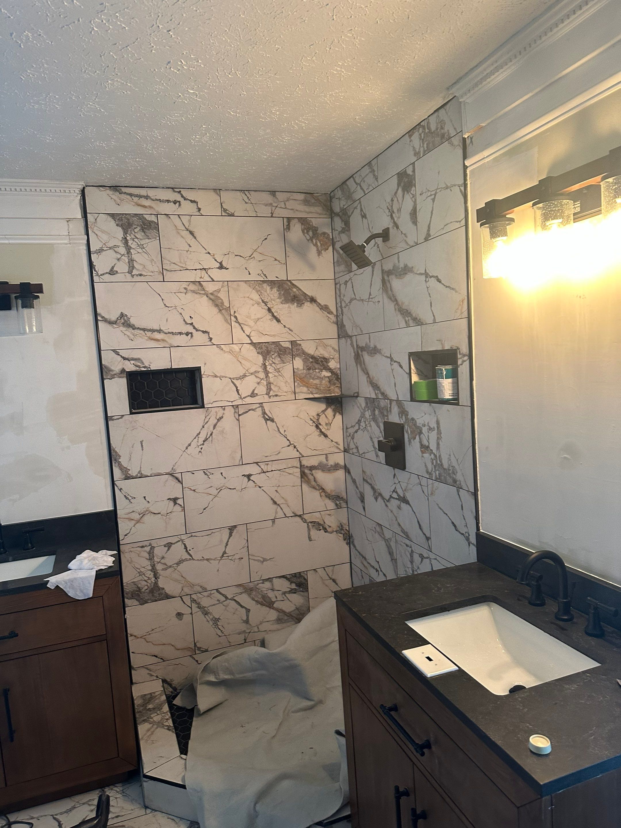 Bathroom Remodel using Soaker tub, vanities, tile, new shower by Baxter Professional LLC