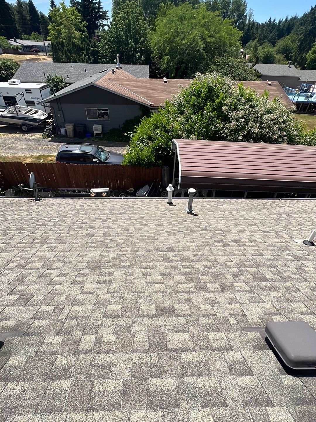 Residential Roofing Installation using IKO Dynasty (Color: Biscayne) by Orezona Building & Roofing Company, Inc.