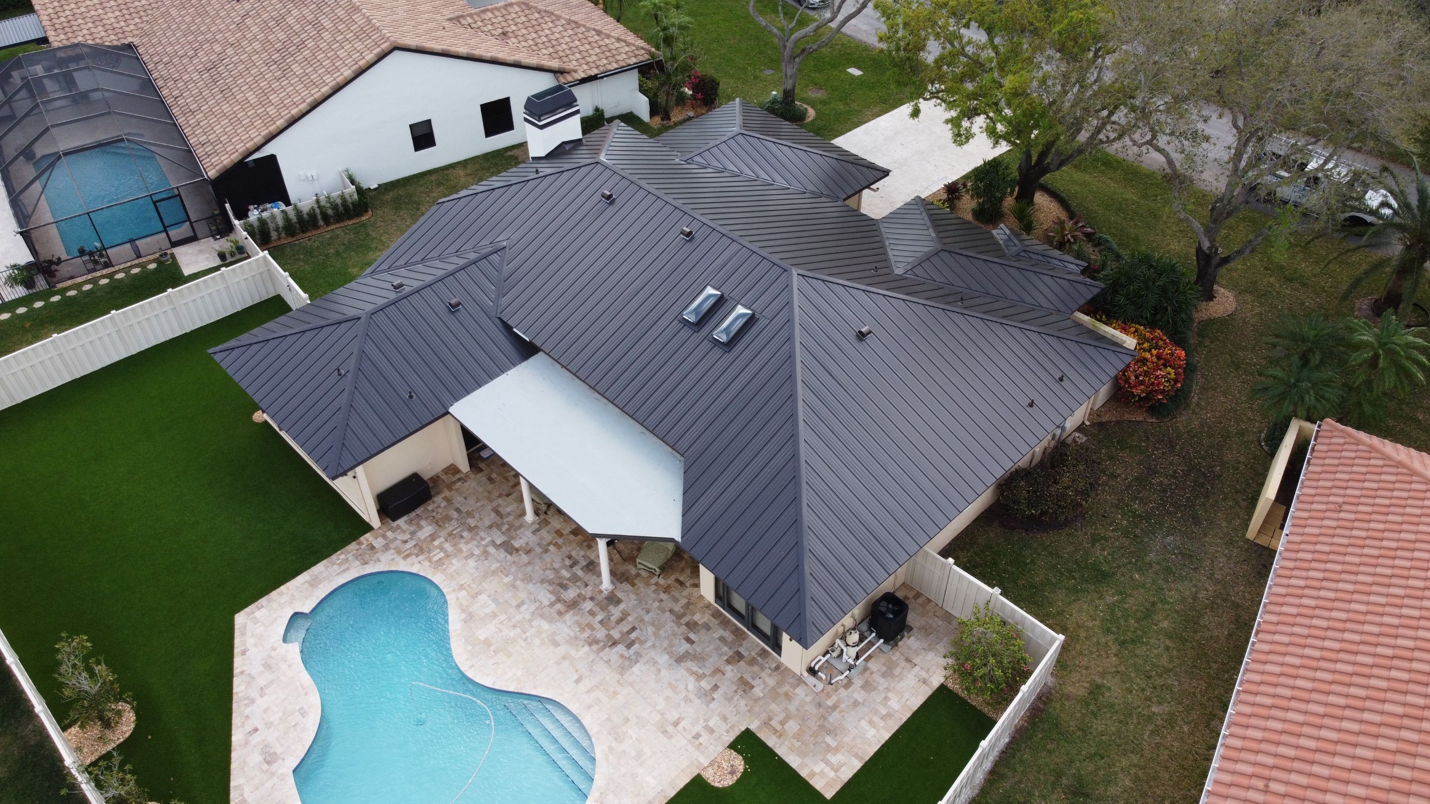 Residential Roofing Installation using 1" Nail strip metal roof by BLUES BROTHERS ROOFING