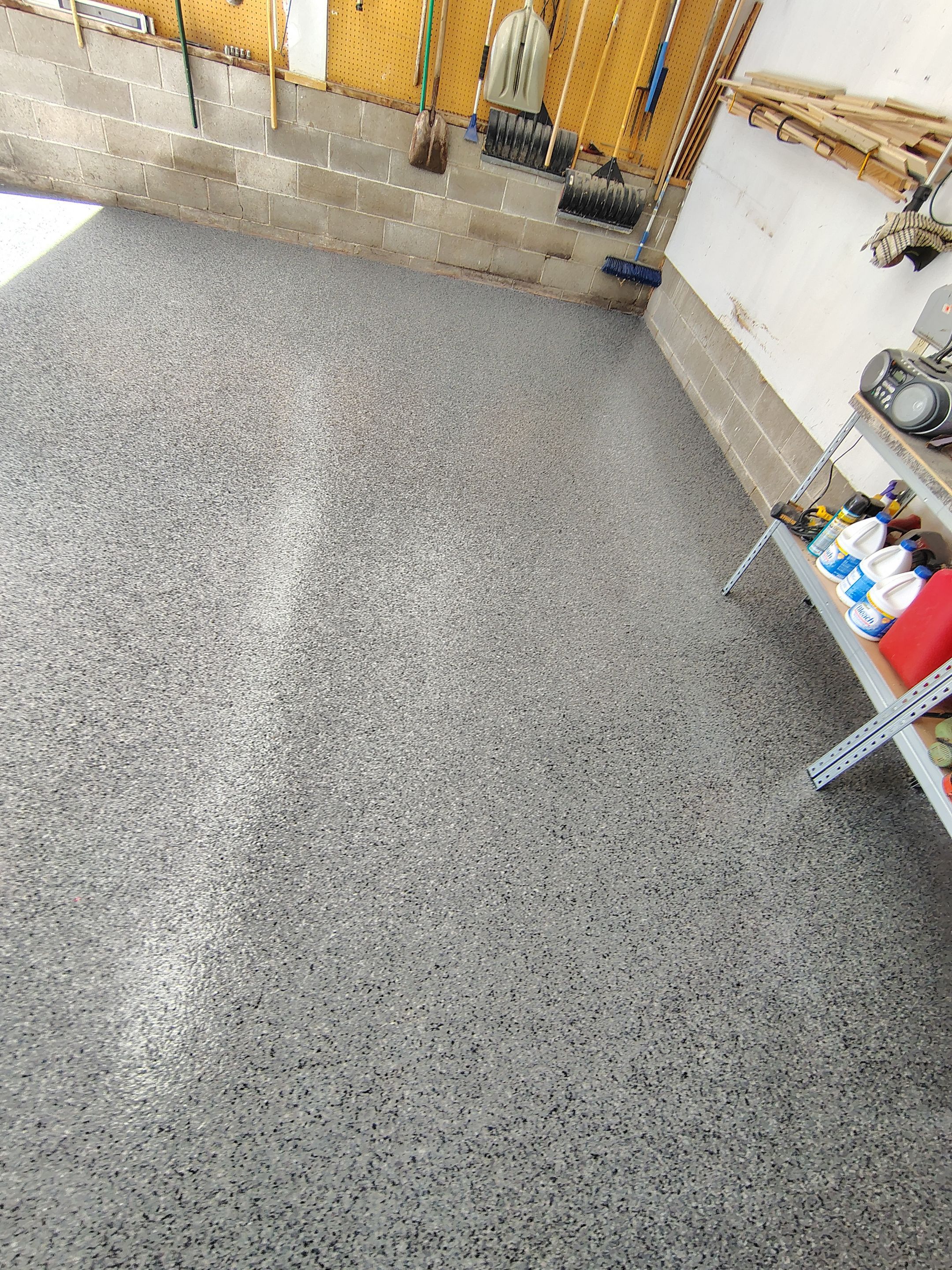 Nightfall Decorative Chip Garage Floor Coating in Luverne, Minnesota by Select Painting, Coatings & Garage Cabinets
