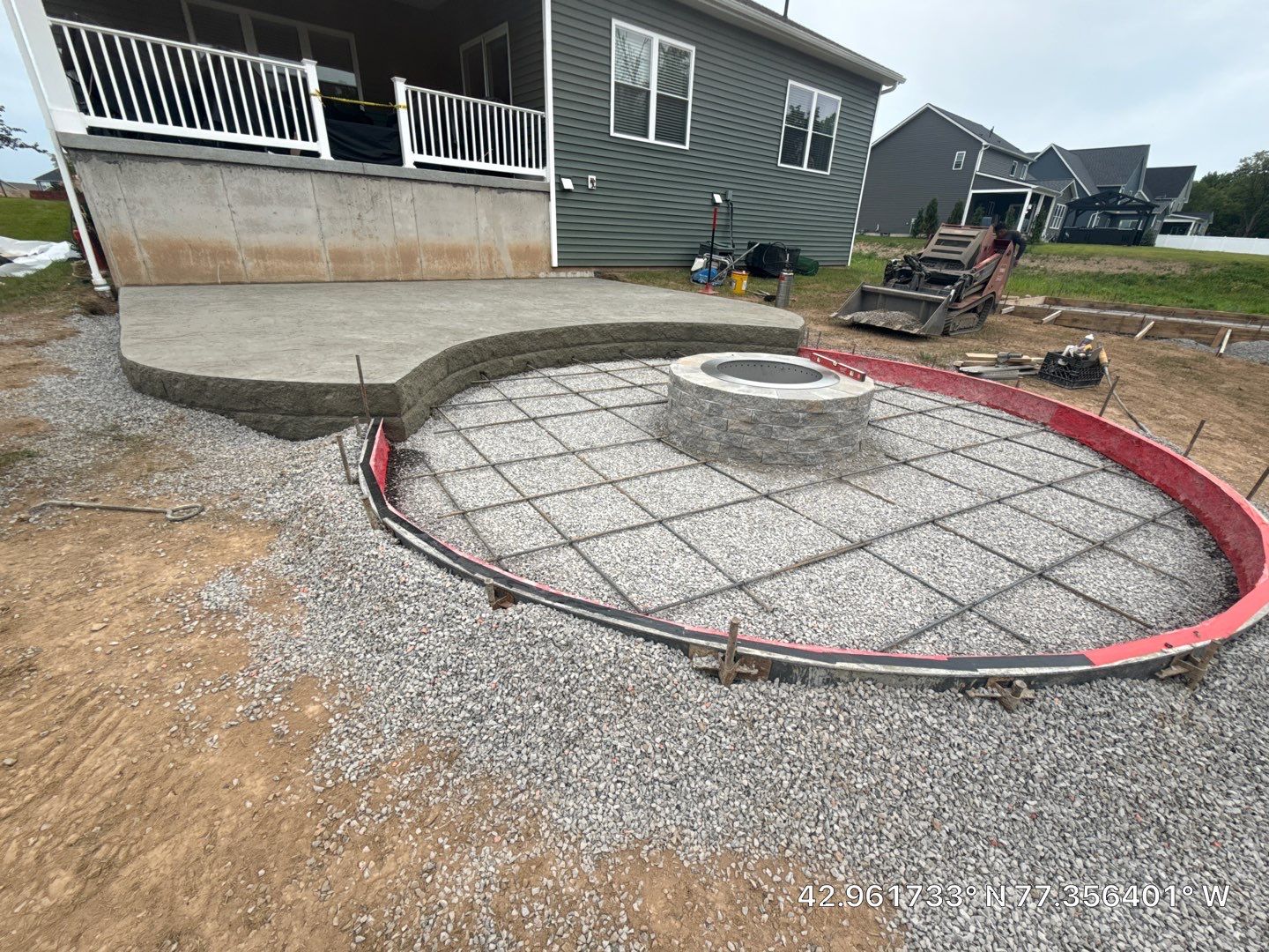 Oxford Slate Patio with Fire Pit by NG Masonry & Construction LLC