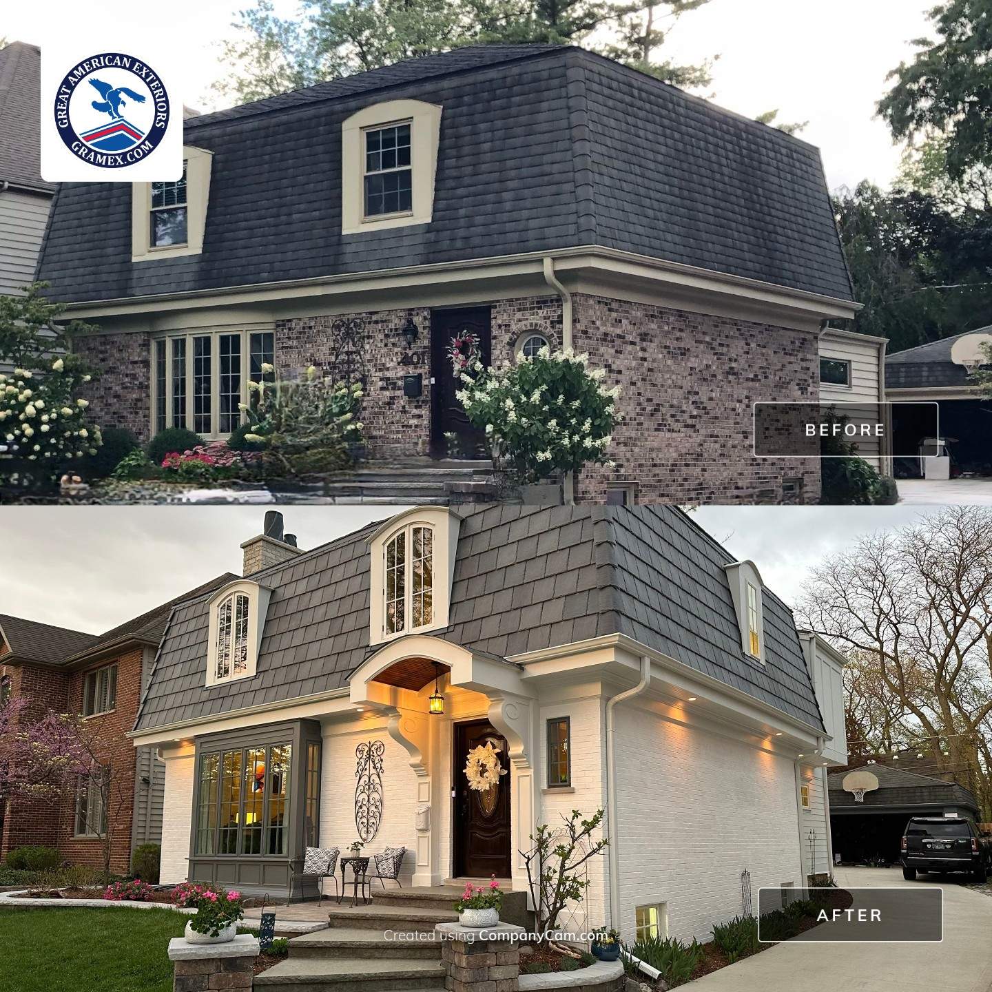 Elmhurst Home Exterior Renovation with Hardie Siding and New Portico by Great American Exteriors