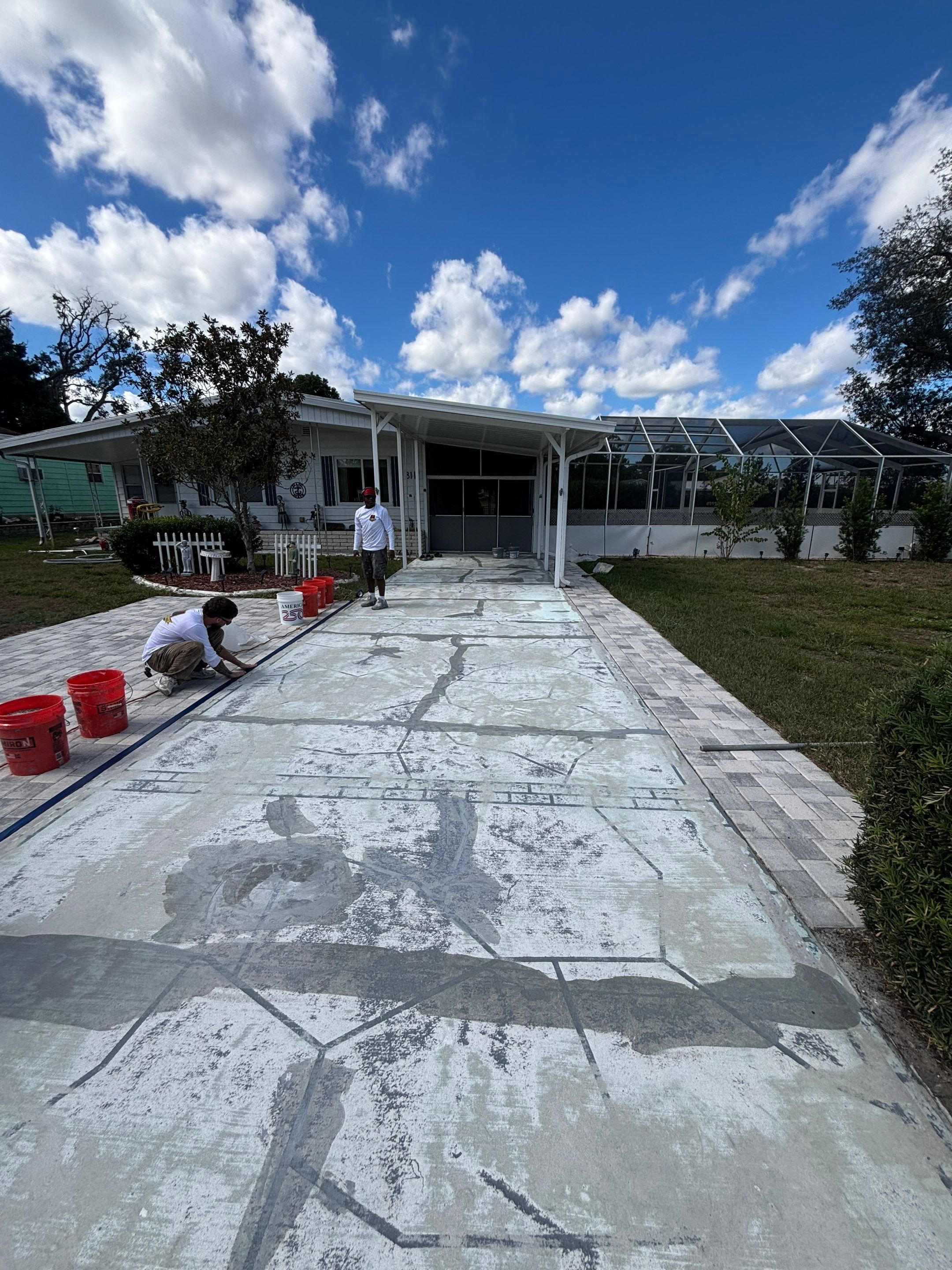Flagstone Driveway Concrete Coating by Performance Floors & Coating
