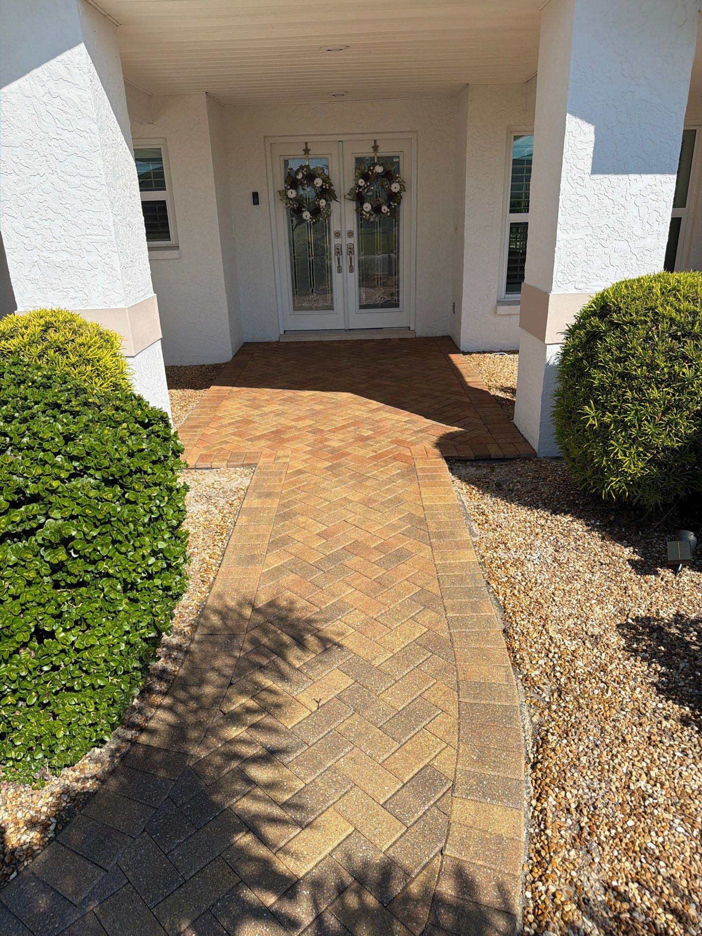 Restoring Herringbone Paver Driveway and Walkway in Sun City Center by Supreme Paver Experts