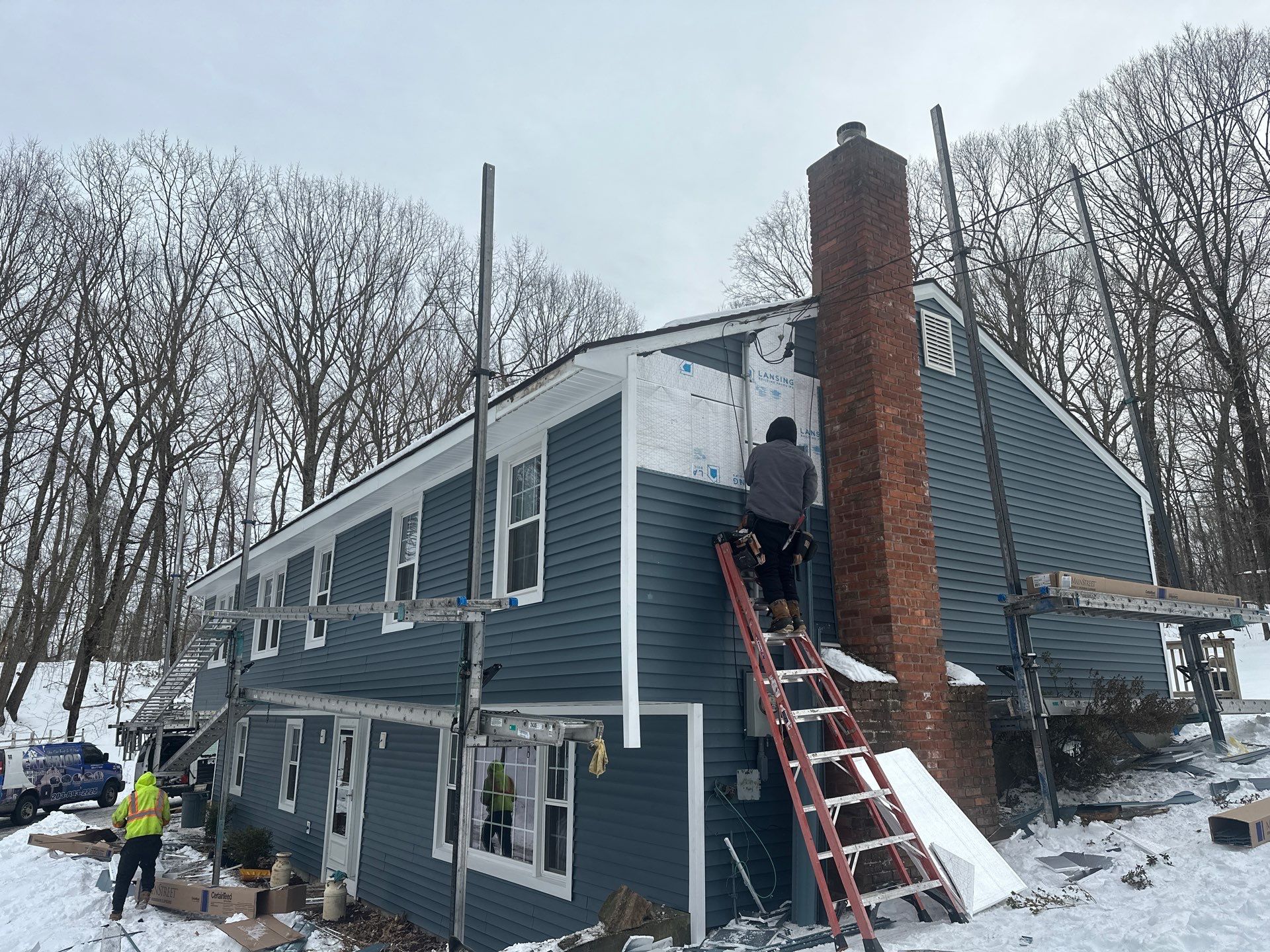 Siding Installation using CertainTeed Mainstreet Vinyl Siding - Pacific Blue by A Plus Exterior