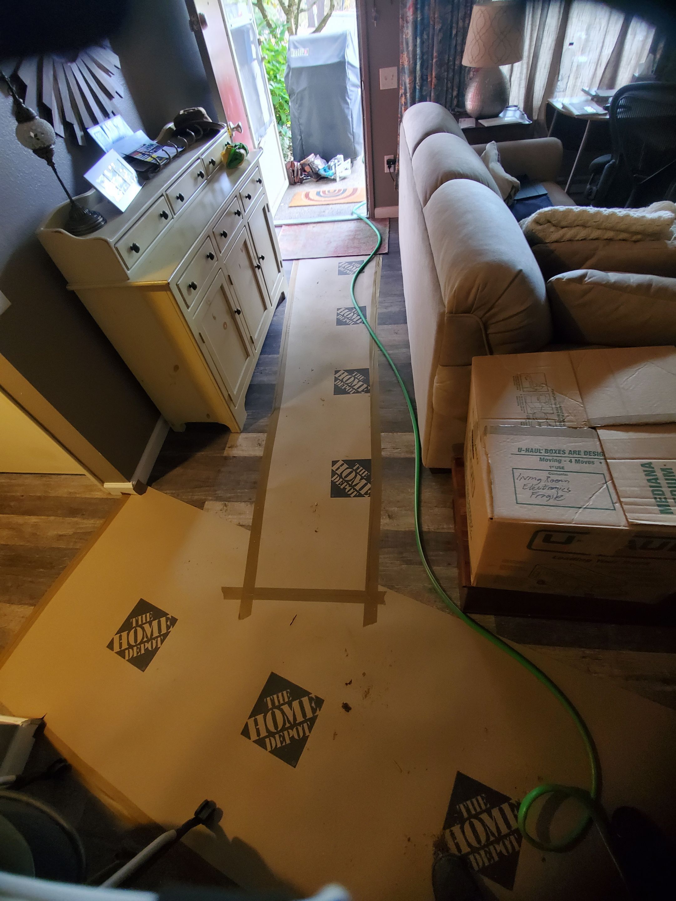 Water Damage using Air Movers by Construction Now LLC