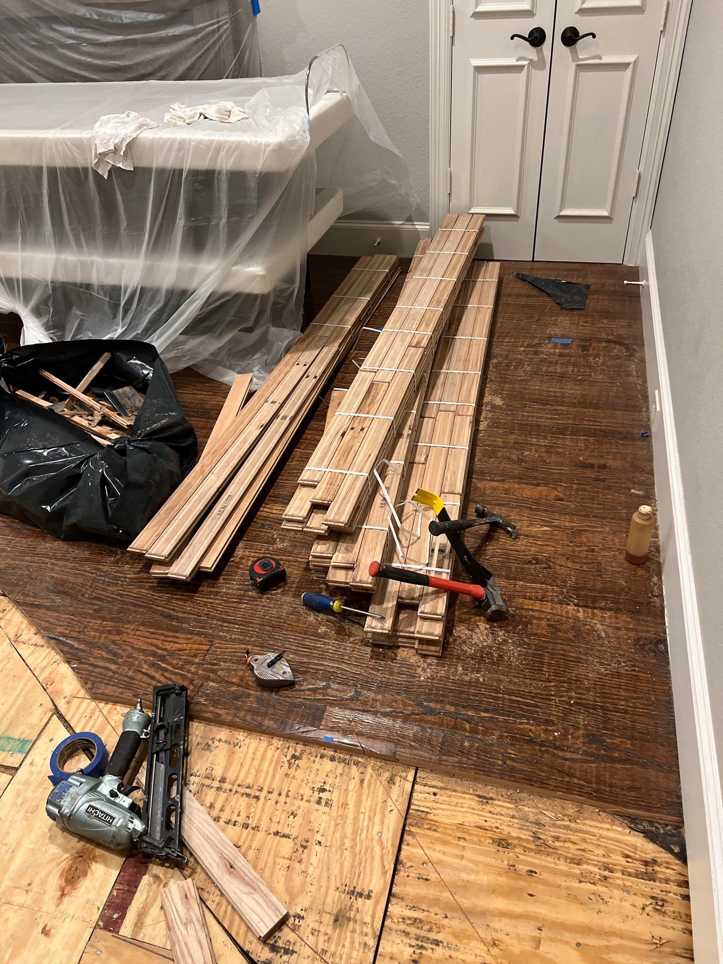 In Progress - Repairing wet Hardwood Floors in Colleyville by Bernard Hardwood Floors