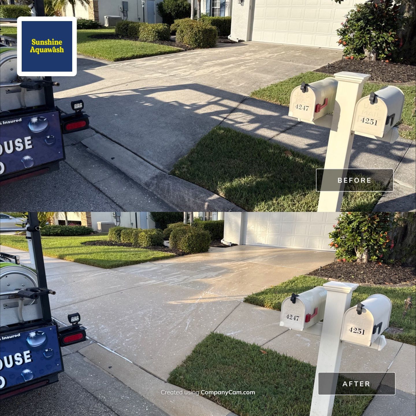 Concrete Driveway & Walkway Transformation | Northwood Park, Palmetto FL by Sunshine AquaWash