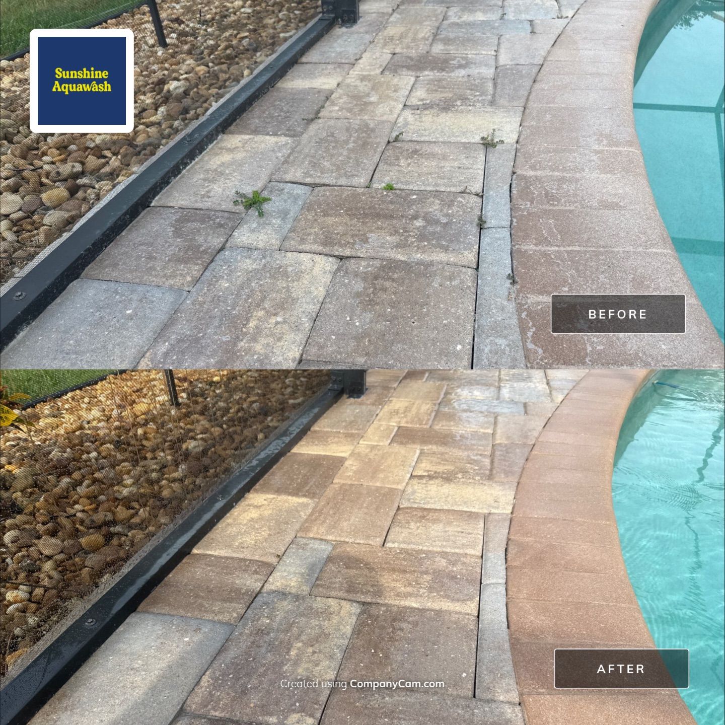 Paver Pool Deck Cleaning & Pool Cage Screen Cleaning in Tara Community – Bradenton, FL by Sunshine AquaWash