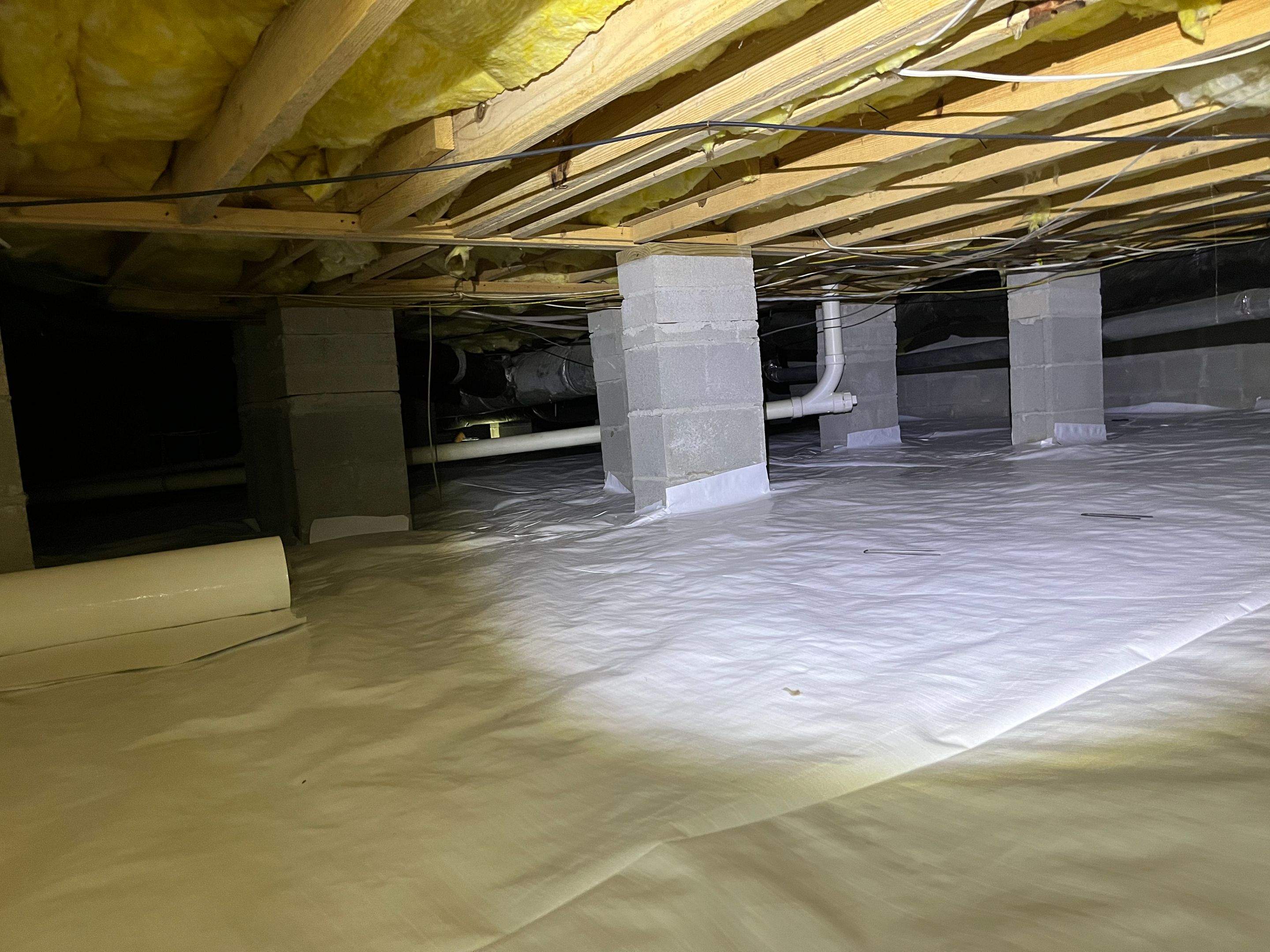 Dehumidifier and Moisture Barrier Install using 14Mil Moisture Barrier by Impact Crawlspace