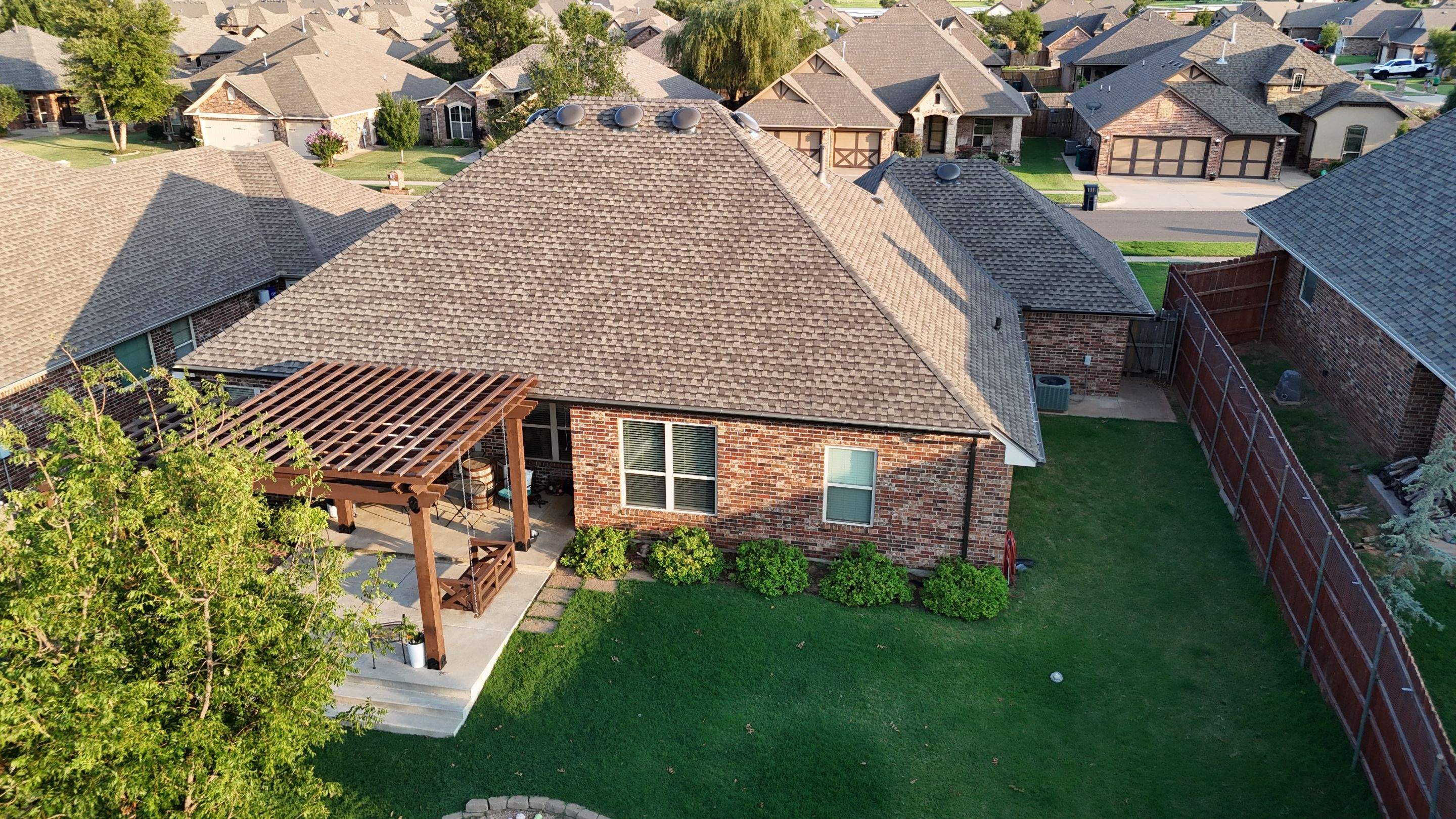 GAF Architectural Shingle Roof Replacement and Decking Repair in Mustang by 5Coat Roofing & Construction