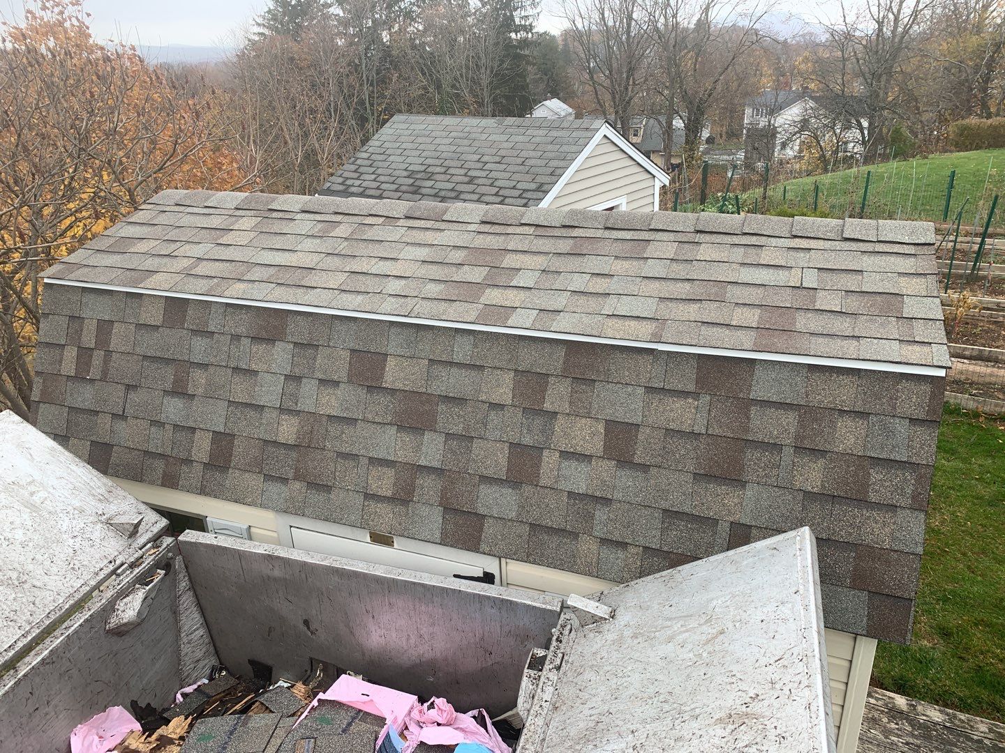 Commercial Roofing Installation using Owens Corning TruDefinition driftwood by A Plus Exterior