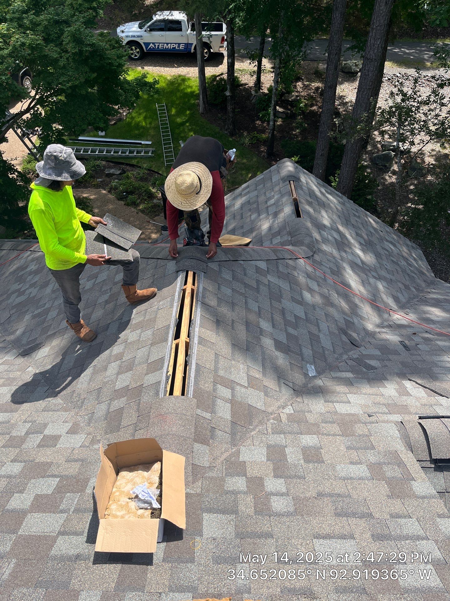 Architectural Shingle Roof Replacement and Skylight Installation in Hot Springs Village by Temple Roofing and Exteriors