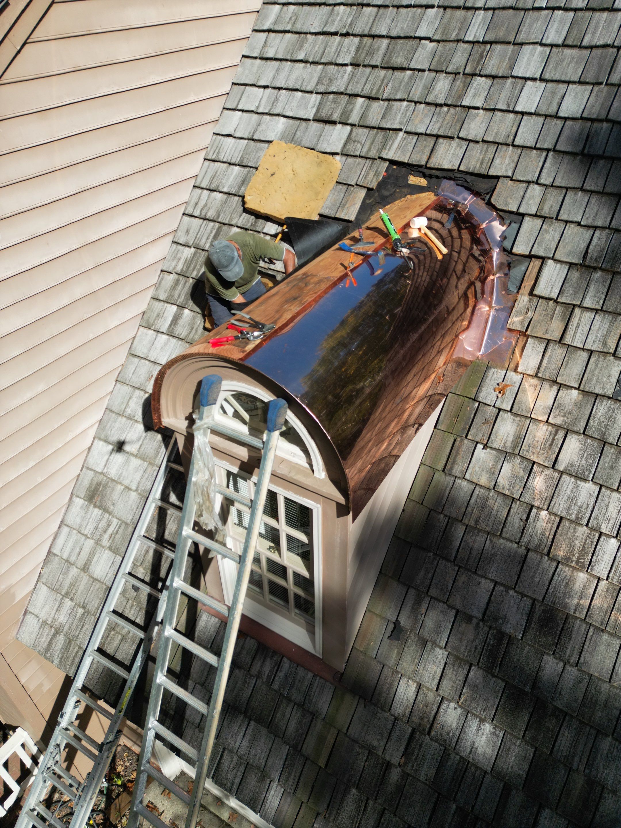 Copper Bay Window - New copper rounded dormer and copper bay window  by Pro Performance Roofing