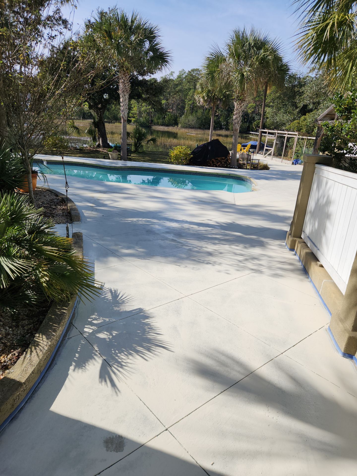 Concrete Pool deck with AcryFin by DuraSeal