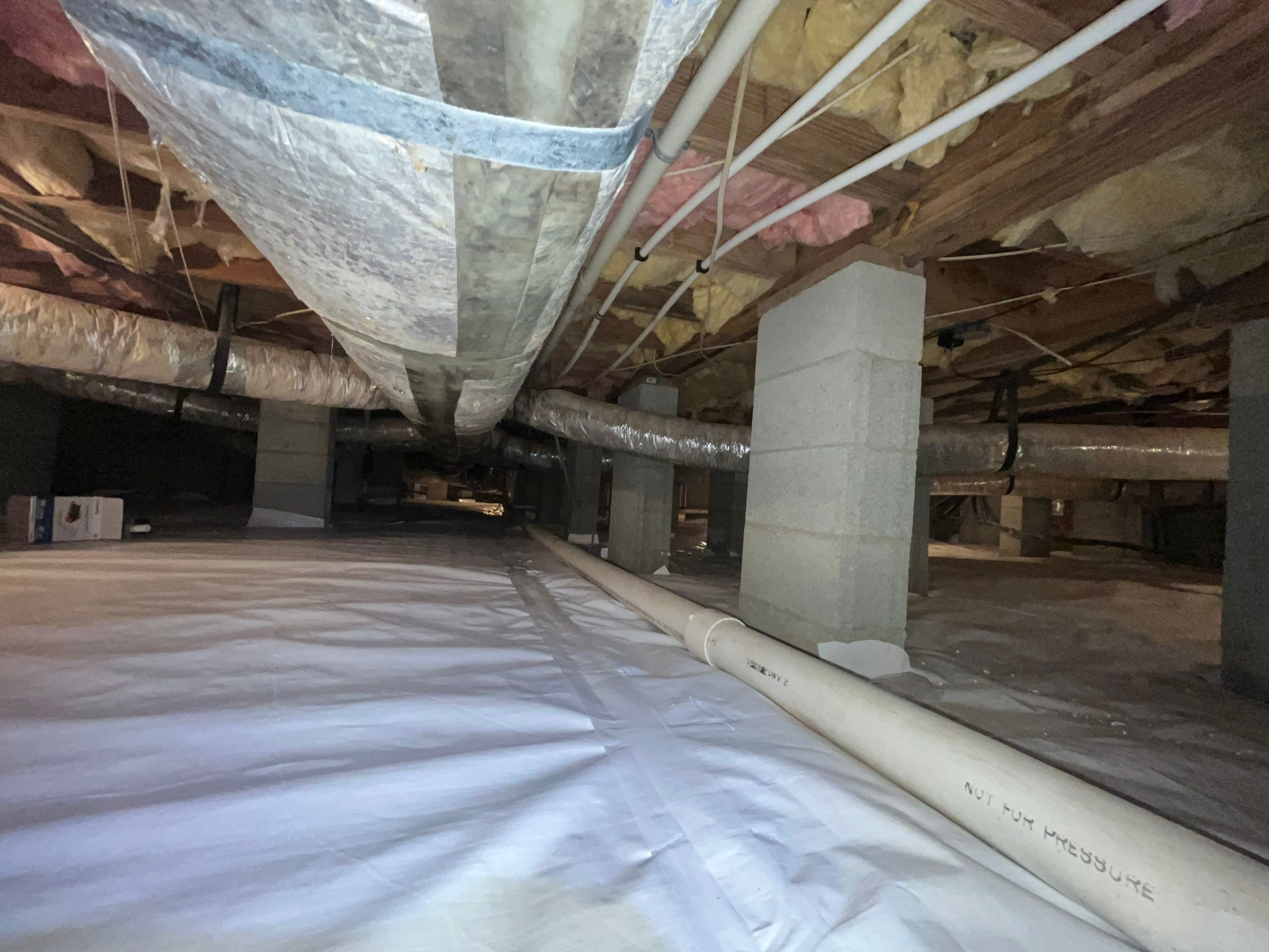 Dehumidifier and Moisture Barrier install with Structural repairs. by Impact Crawlspace
