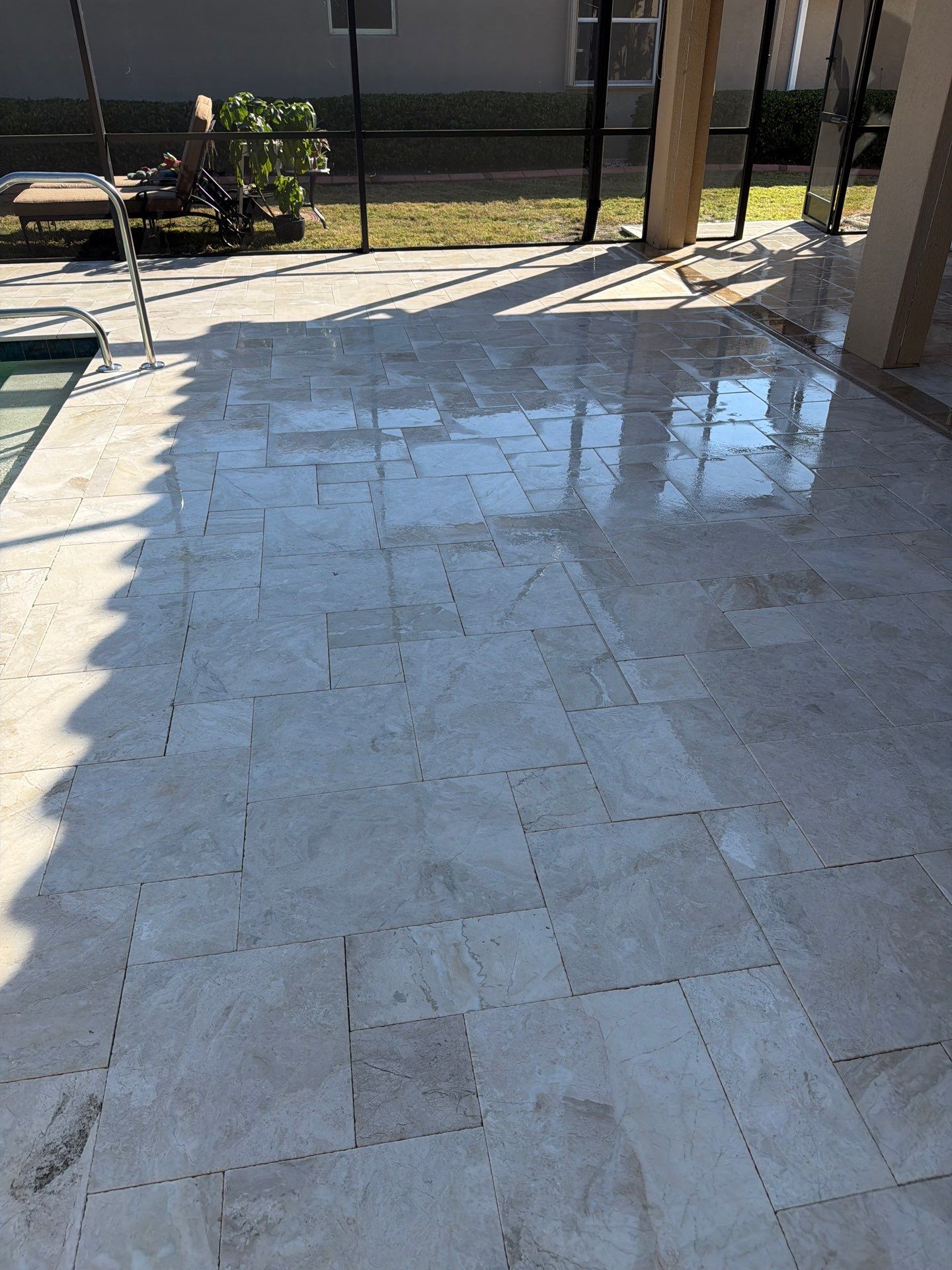 Travertine Paver Sealing Project in Sun City Center by Supreme Paver Experts