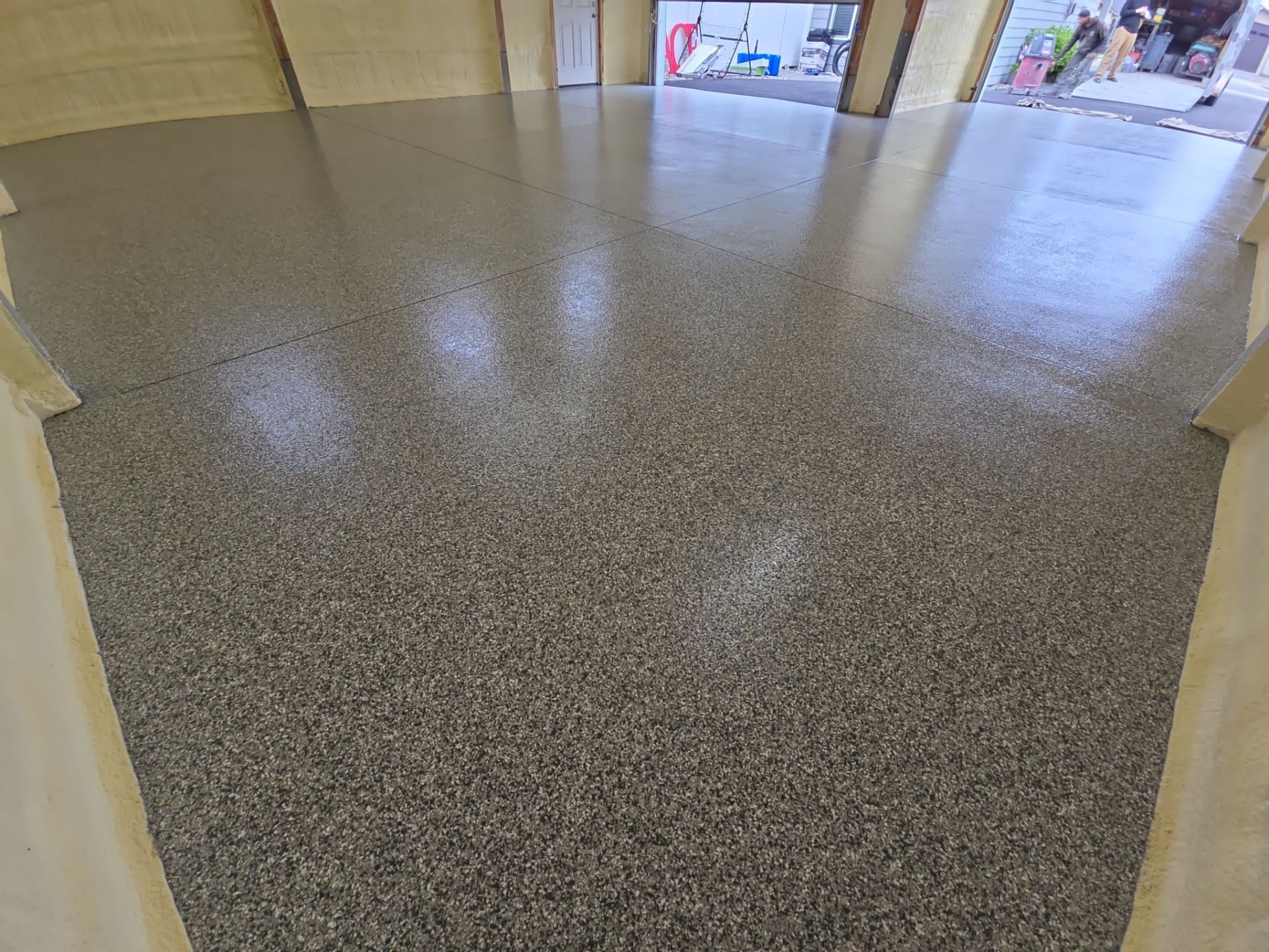 Garage Transformation using Slate Stone by Croc Coatings, LLC