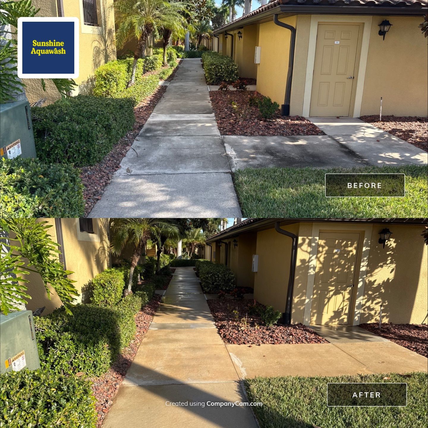 HOA Condo Concrete Driveway & Sidewalk Cleaning – River Strand Community, Bradenton, FL by Sunshine AquaWash