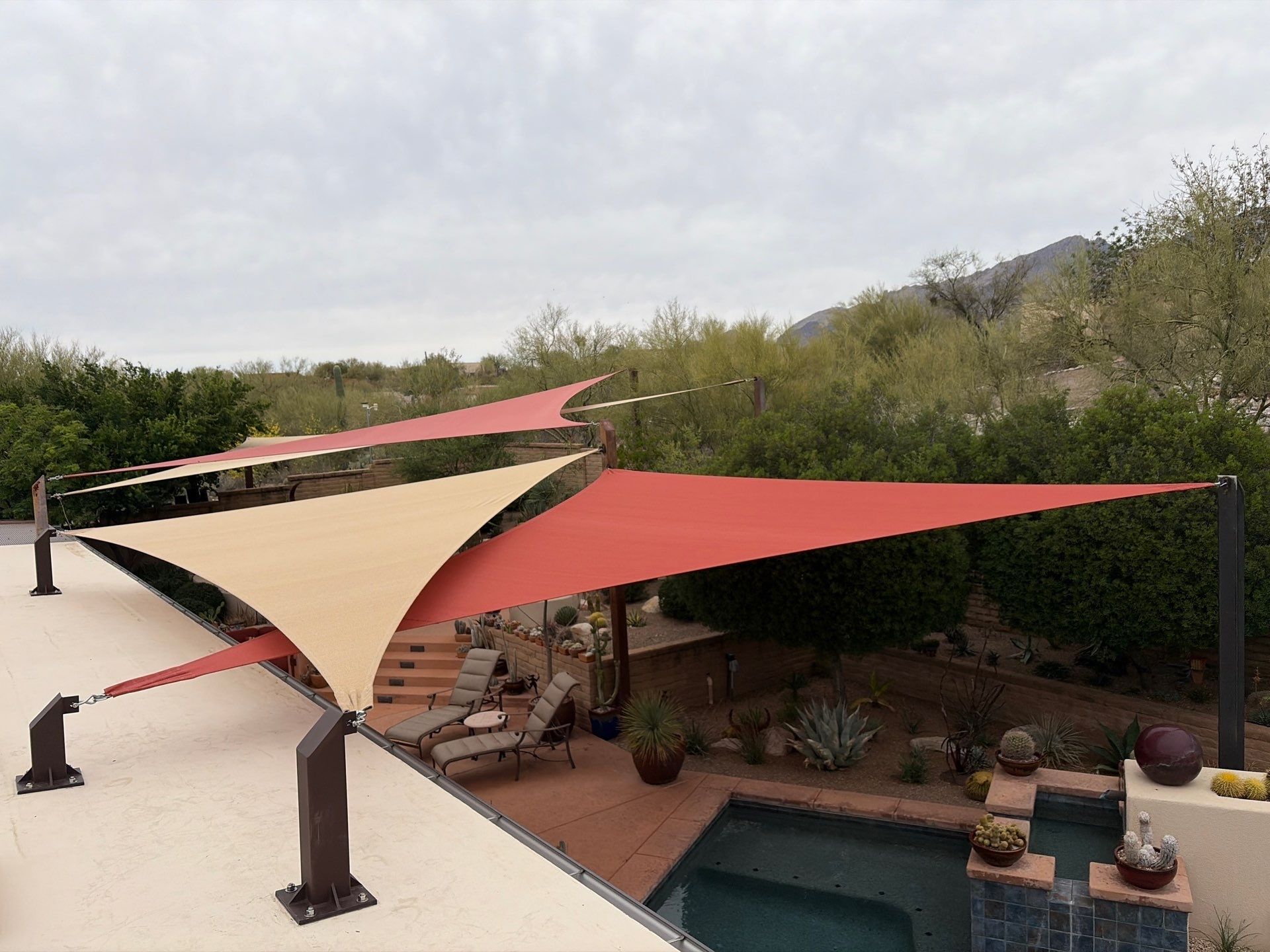 East pergola and shade sail addition 2026 by Arizona Awnings & Canvas 