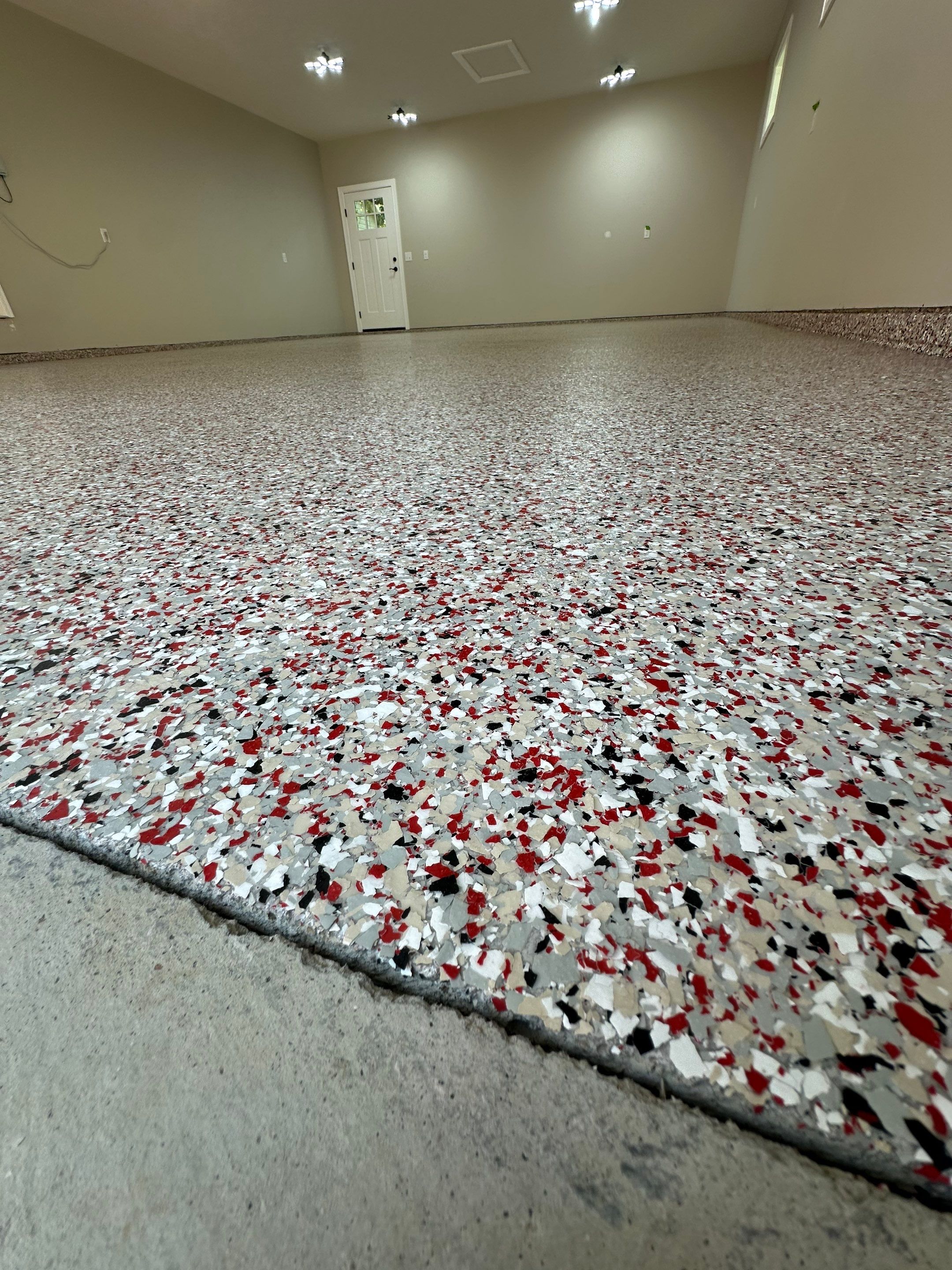 GO BIG RED: Custom Flake Epoxy Garage Floor in Lincoln