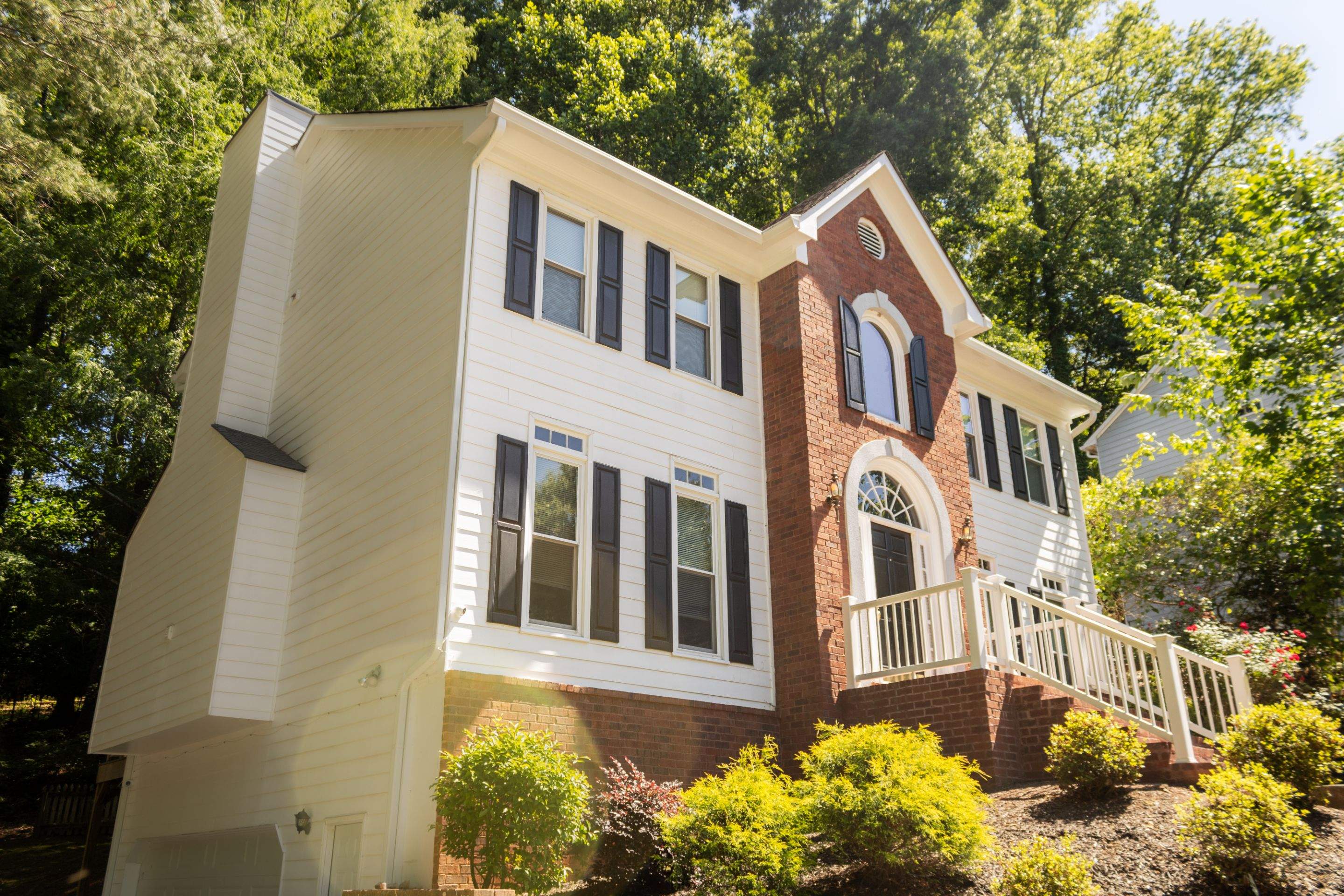 Front Porch Railing Replacement using Trex White Composite Railing by Nelson Exteriors
