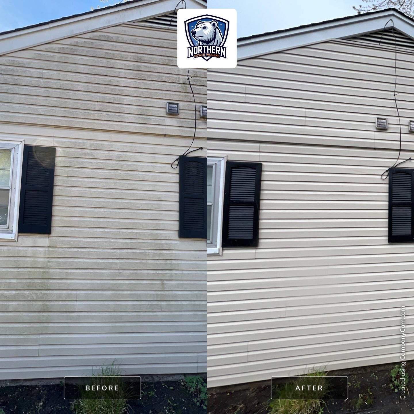 Housewashing  using Algaecide, soft wash soap by Northern Power Washing LLC.