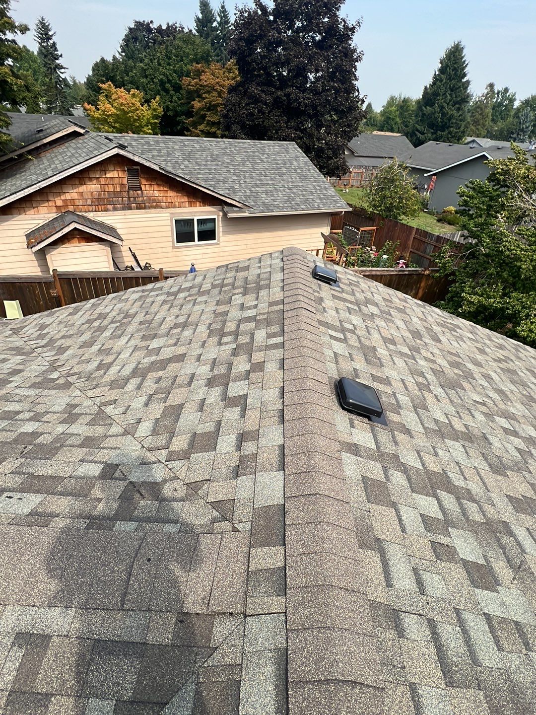 Residential Roofing Installation using Owens Corning Duration Shingles In "Driftwood".  by BEST Roofing & Waterproofing