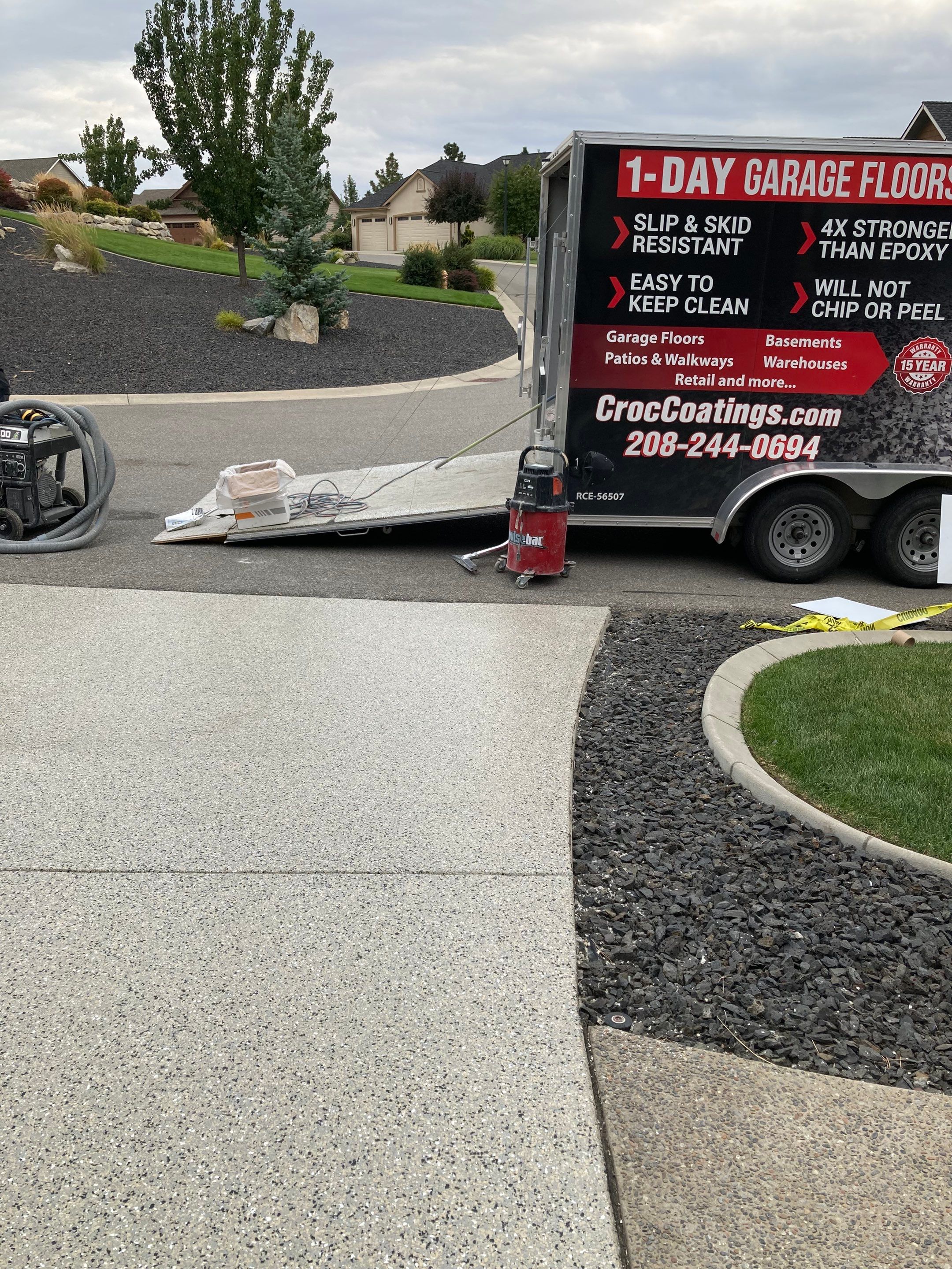Driveway Transformation using Mediterranean Colorway by Croc Coatings, LLC