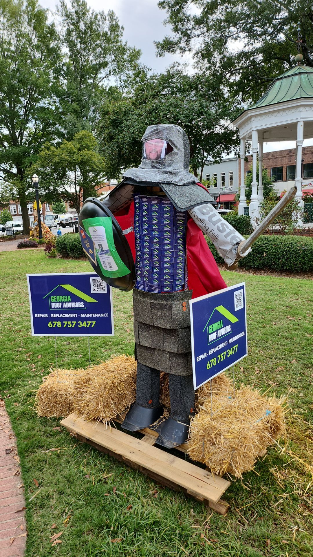 Annual Roofing Material Squarecrow Builds in Marietta Square by Georgia Roof Advisors