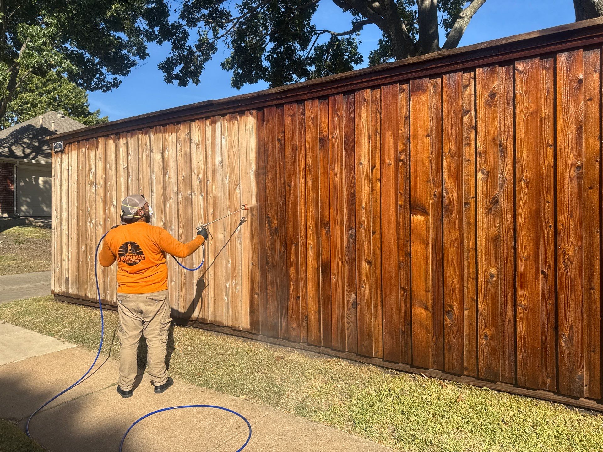 Fence Staining using Ready Seal Stain - Pecan by Lighthouse Contractors