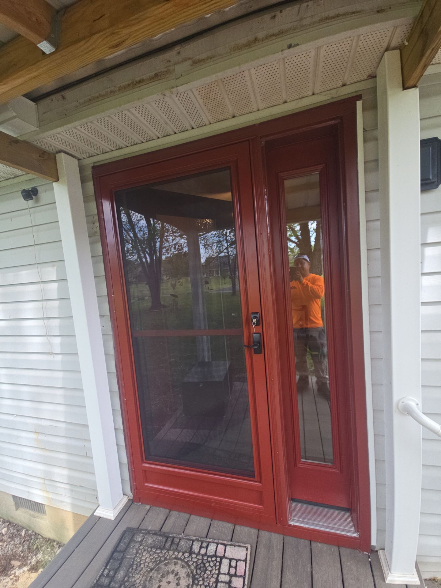 Entry Door with sidelite and storm door and bow by Aspen Home Improvements