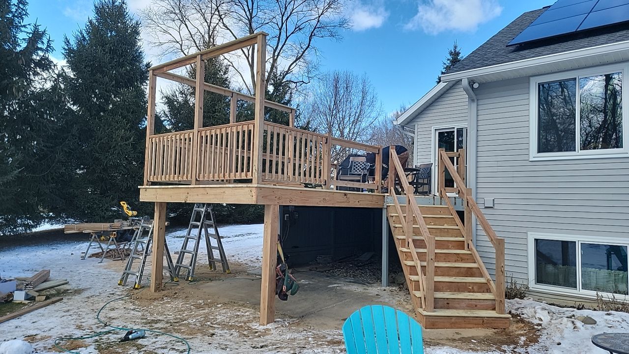 Deck Installation using Treated Lumber by Avalon Roofing and Exteriors