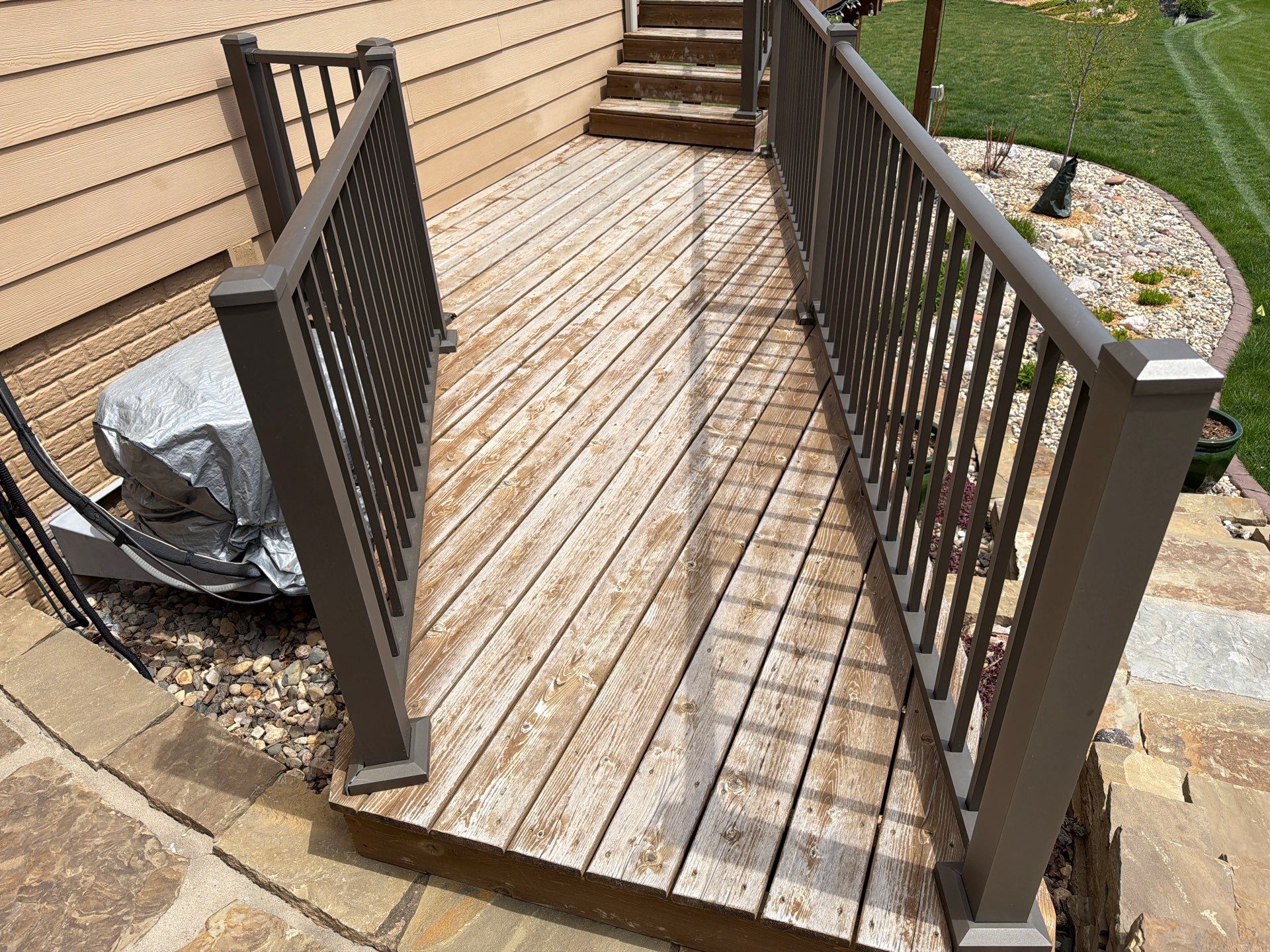 Tiered Wood Deck and Pergola Refinishing in Sioux Falls by Select Painting, Coatings & Garage Cabinets