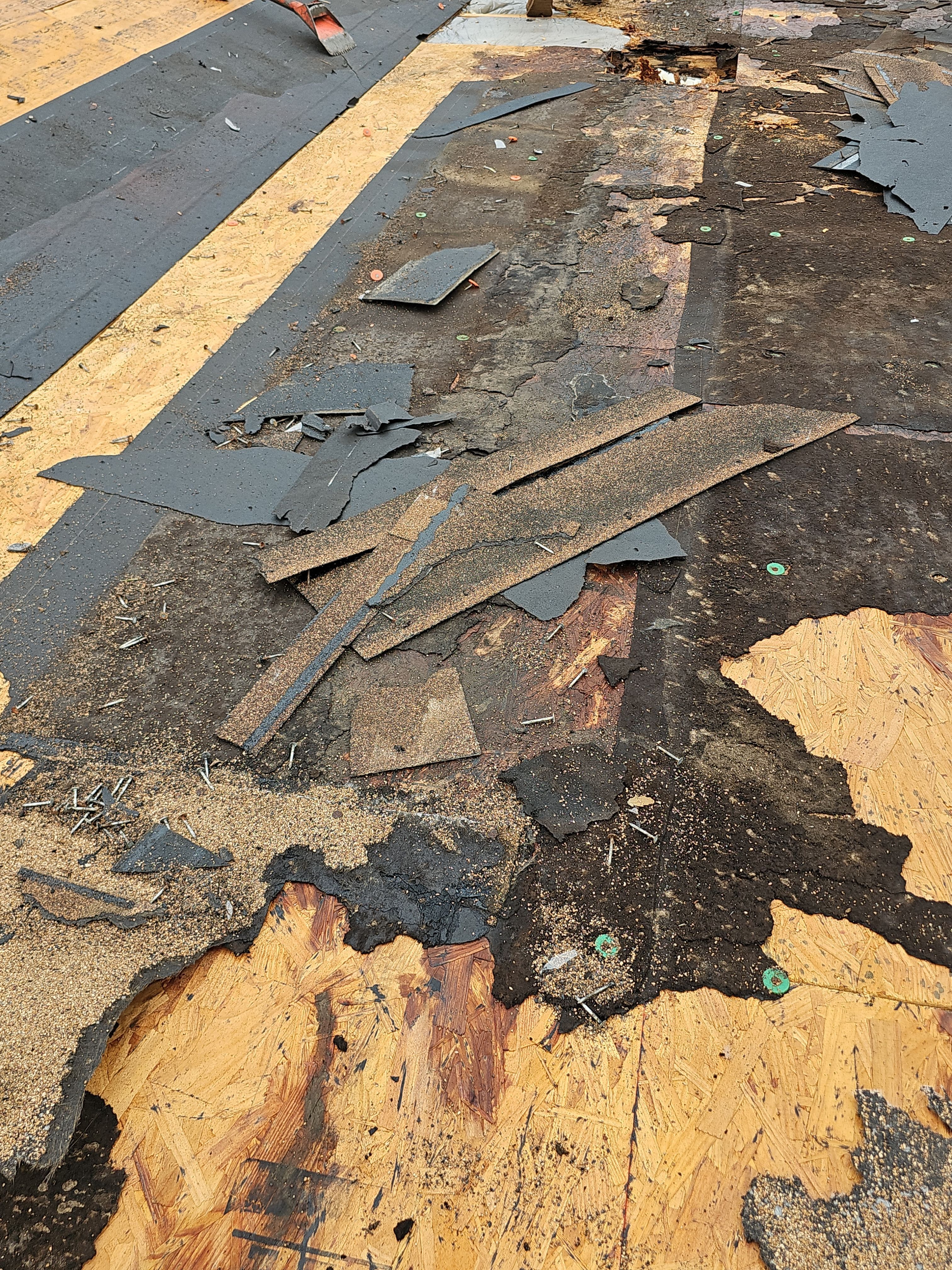 "Full Roof Replacement Due to Hail and Water Damage – Before & After" by road roofing llc