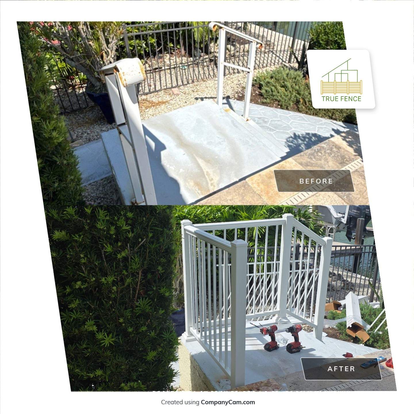 White Aluminum Railing Installation in Marco Island by True Fence LLC