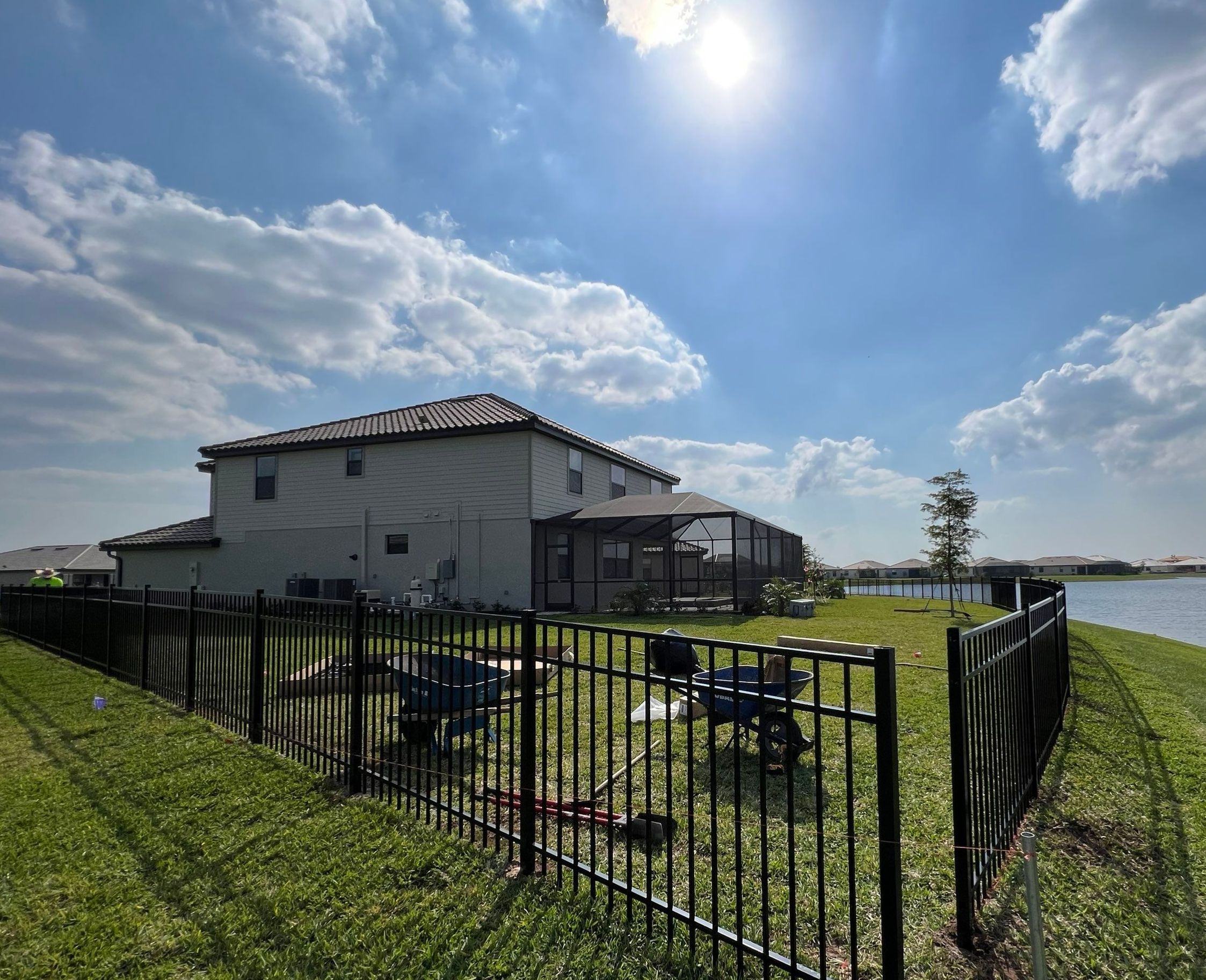 Aluminum Fence Installation using Black 3 Rail Aluminum Fence by Asap fence and gates, LLC