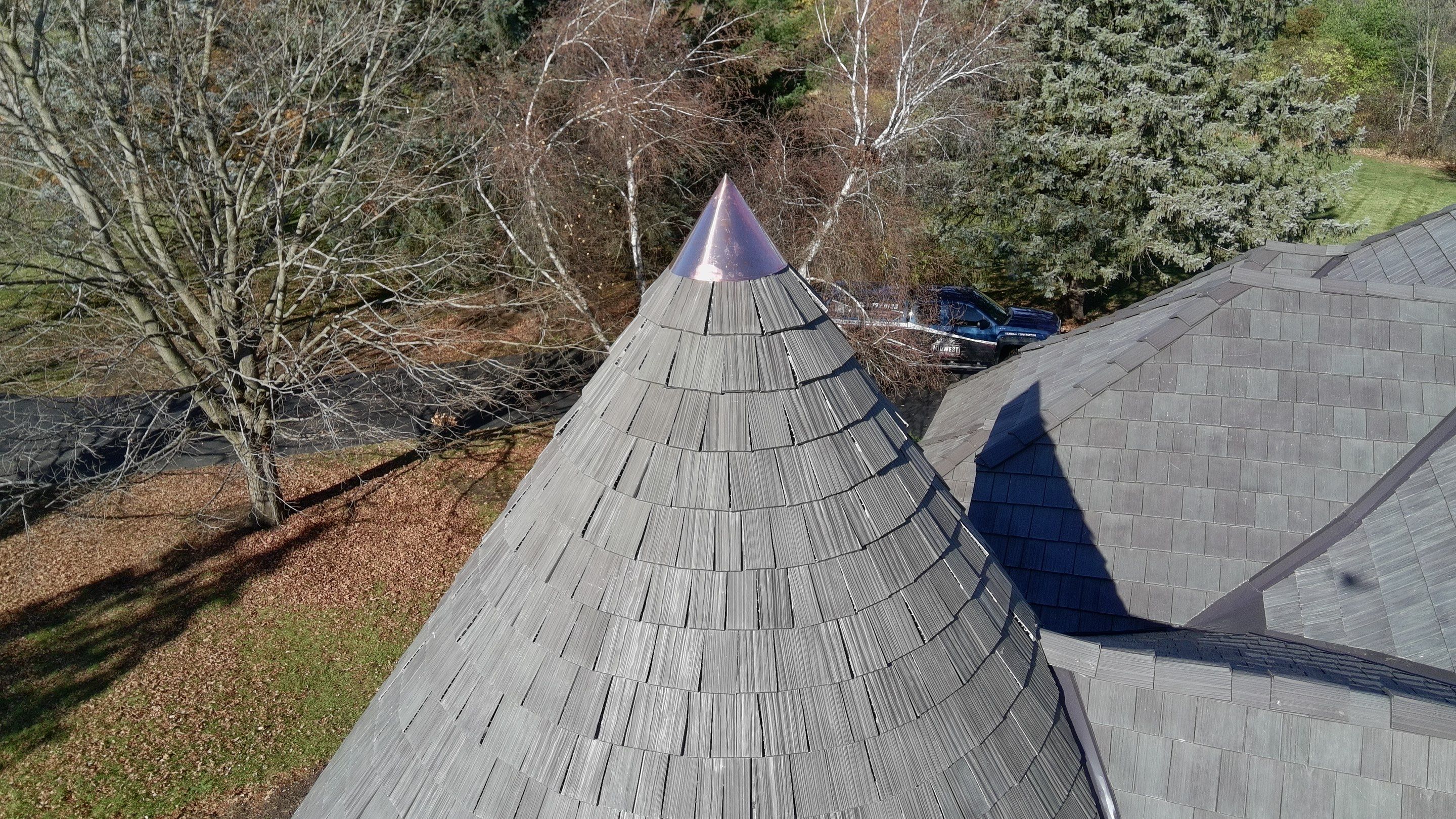 Re-roof: Synthetic Shake & Custom Copper by Midwest Building Solutions