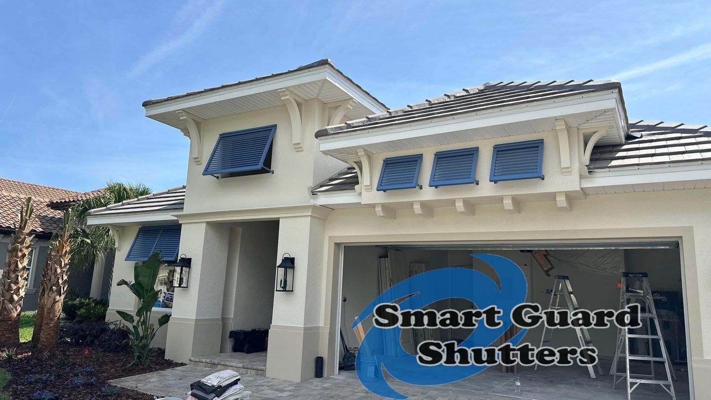 Decorative Bahamas in Pigeon Blue by Smart Guard Shutters