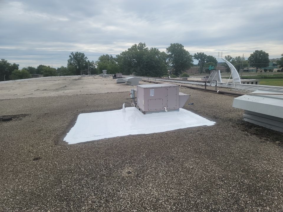 Commercial Roofing Repair using UniFlex Silicone Roof Coating by 3 Daughters Construction 