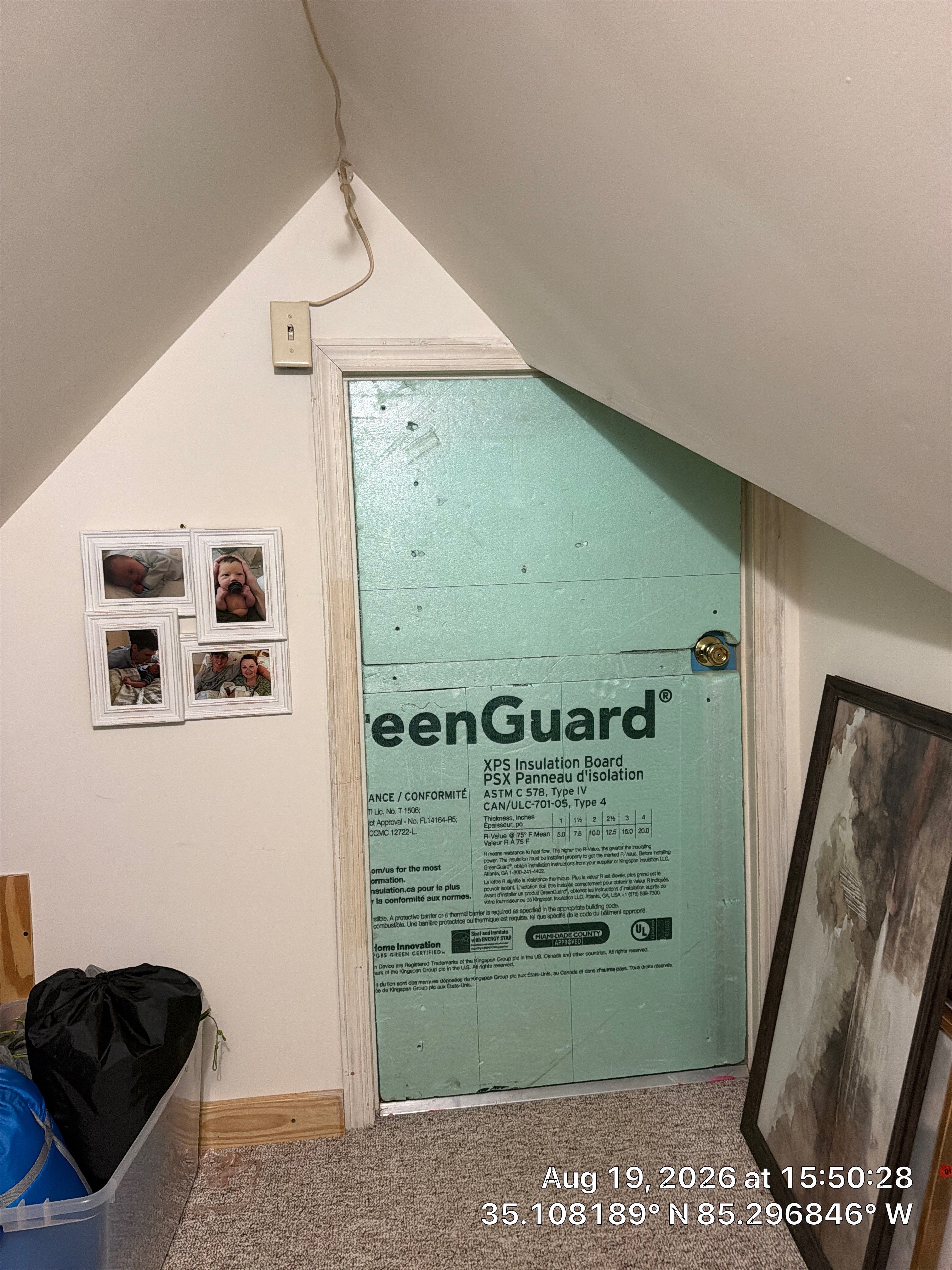 Attic Storage Access Insulation Using GreenGuard XPS Board in Chattanooga by CompanyCam Sales Demo