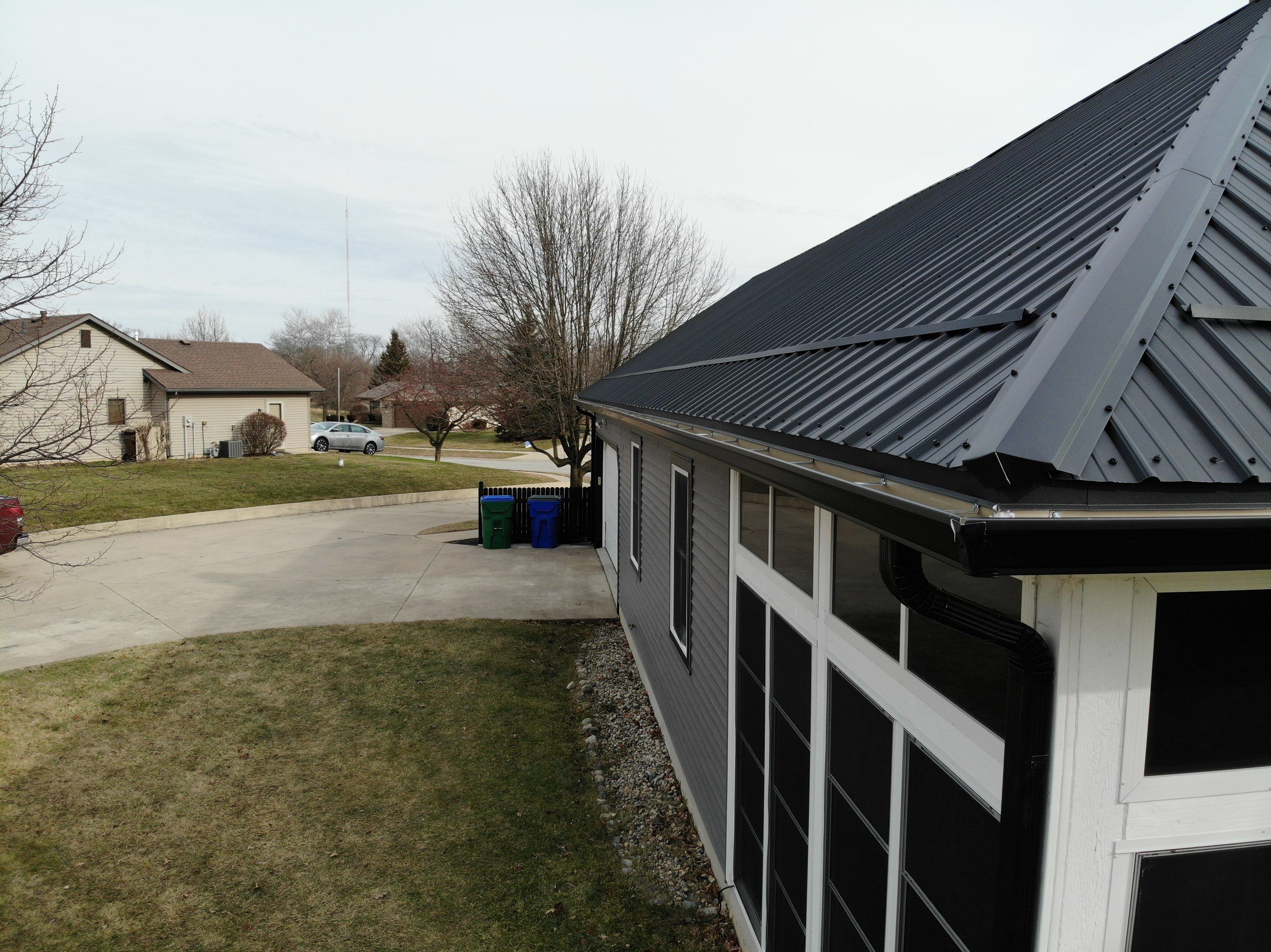 Black Frost Exposed Fastener Metal Roof in Fort Wayne, Indiana by 4Ever Metal Roofing