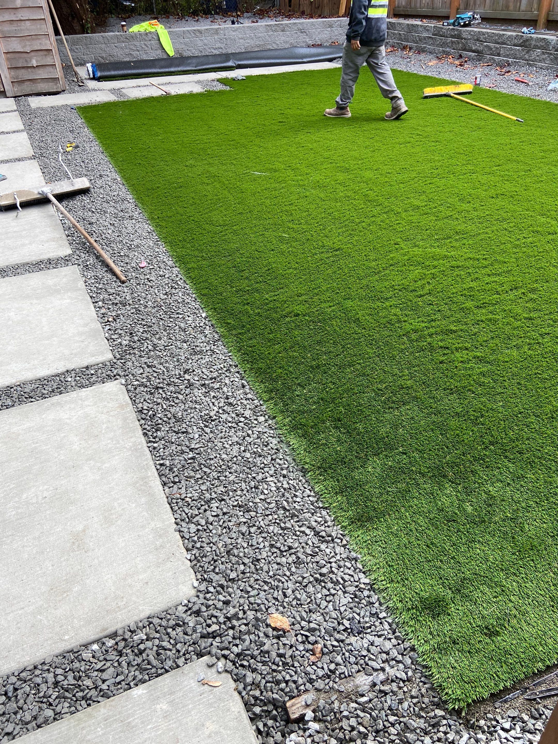 Turf Installation, Retaining Wall & Concrete Walkway | Seattle  by Jireh Asphalt & Concrete Inc 