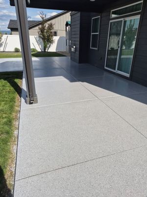 Agate Hybrid Polyaspartic Patio Coating and Concrete Repair in Rathdrum